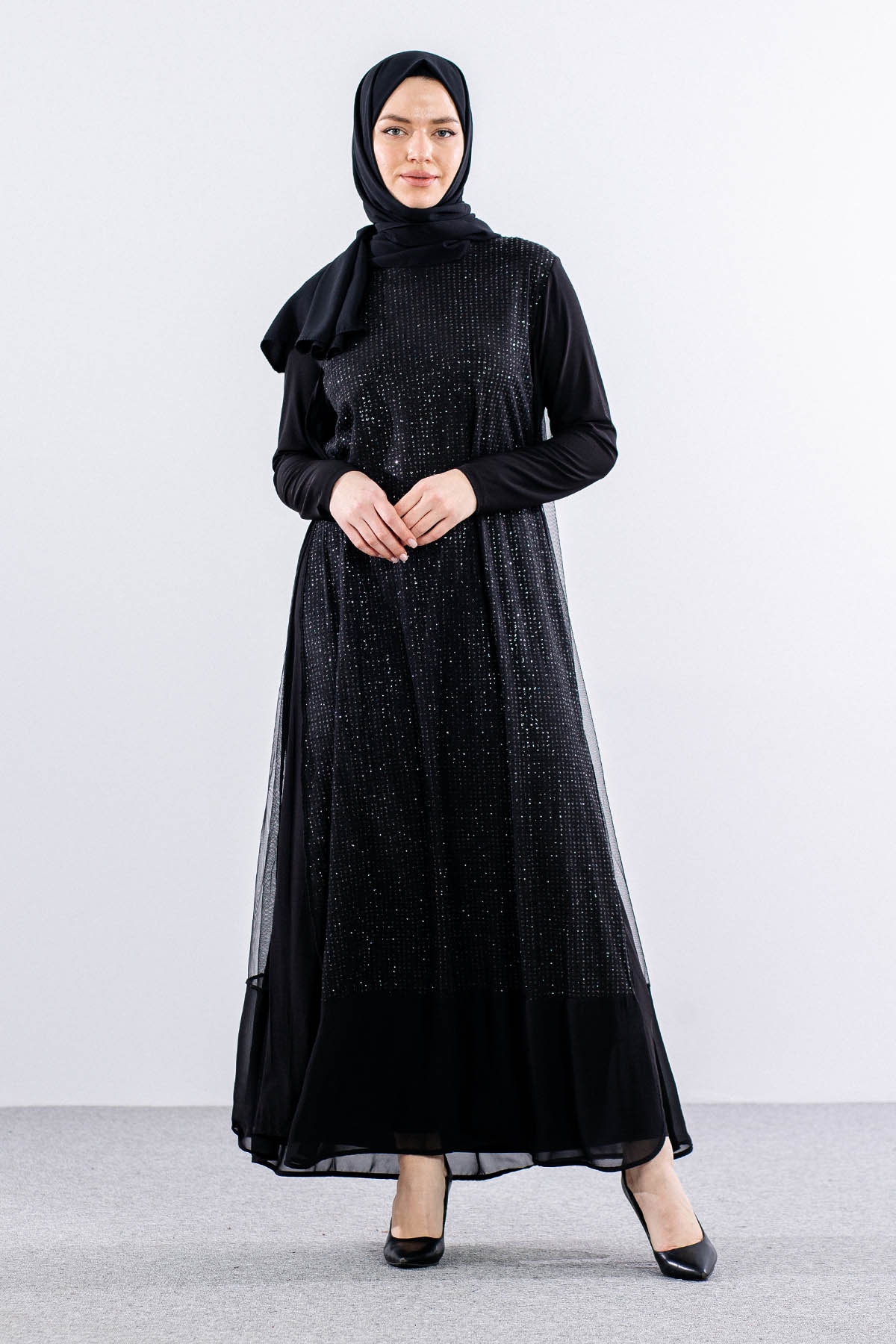 E478 şik Elbise 1-6 - Siyah - 1