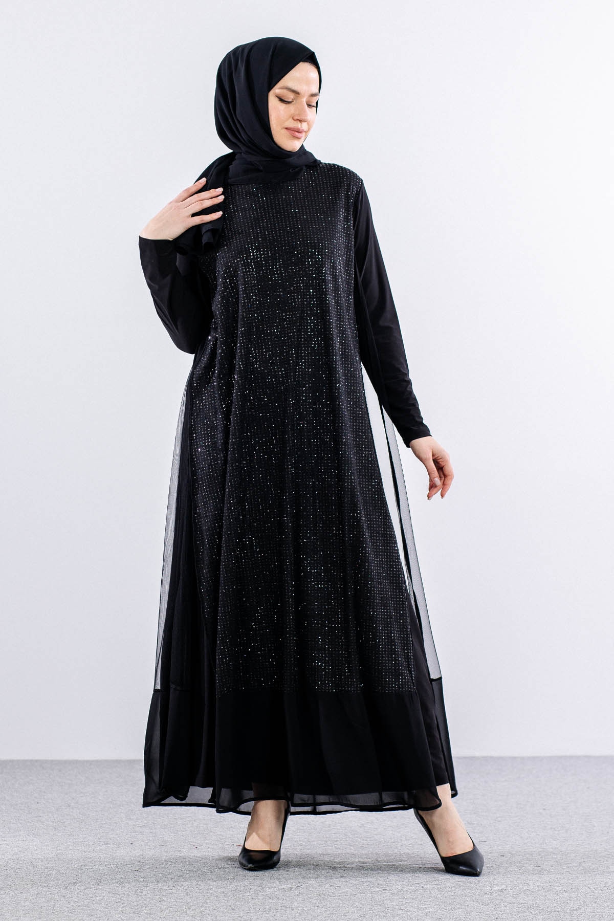 E478 şik Elbise 1-6 - Siyah - 3