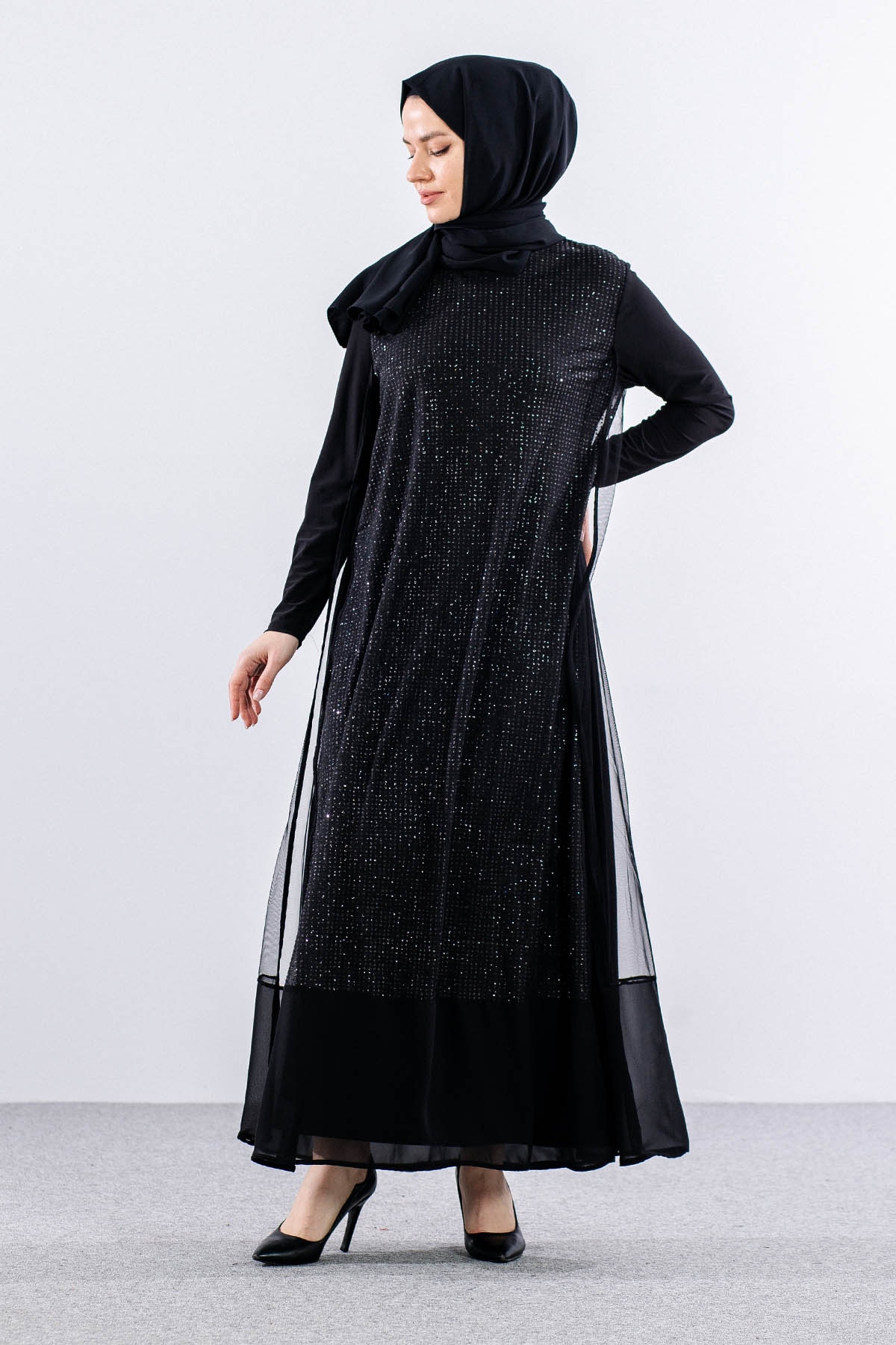 E478 şik Elbise 1-6 - Siyah - 4