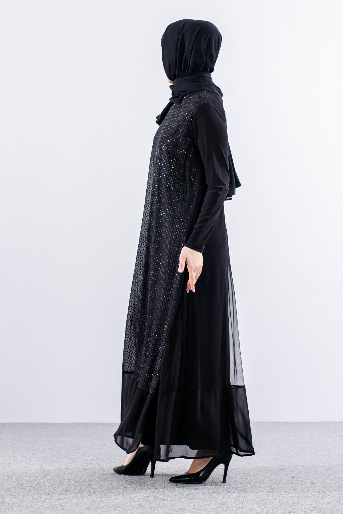 E478 şik Elbise 1-6 - Siyah - 5