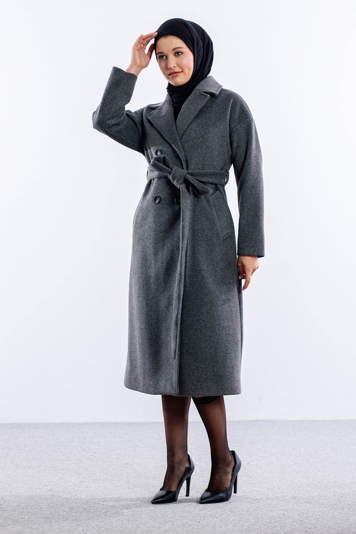 F-1455 Kaşe Kaban 38-48 - Antrasit - 3