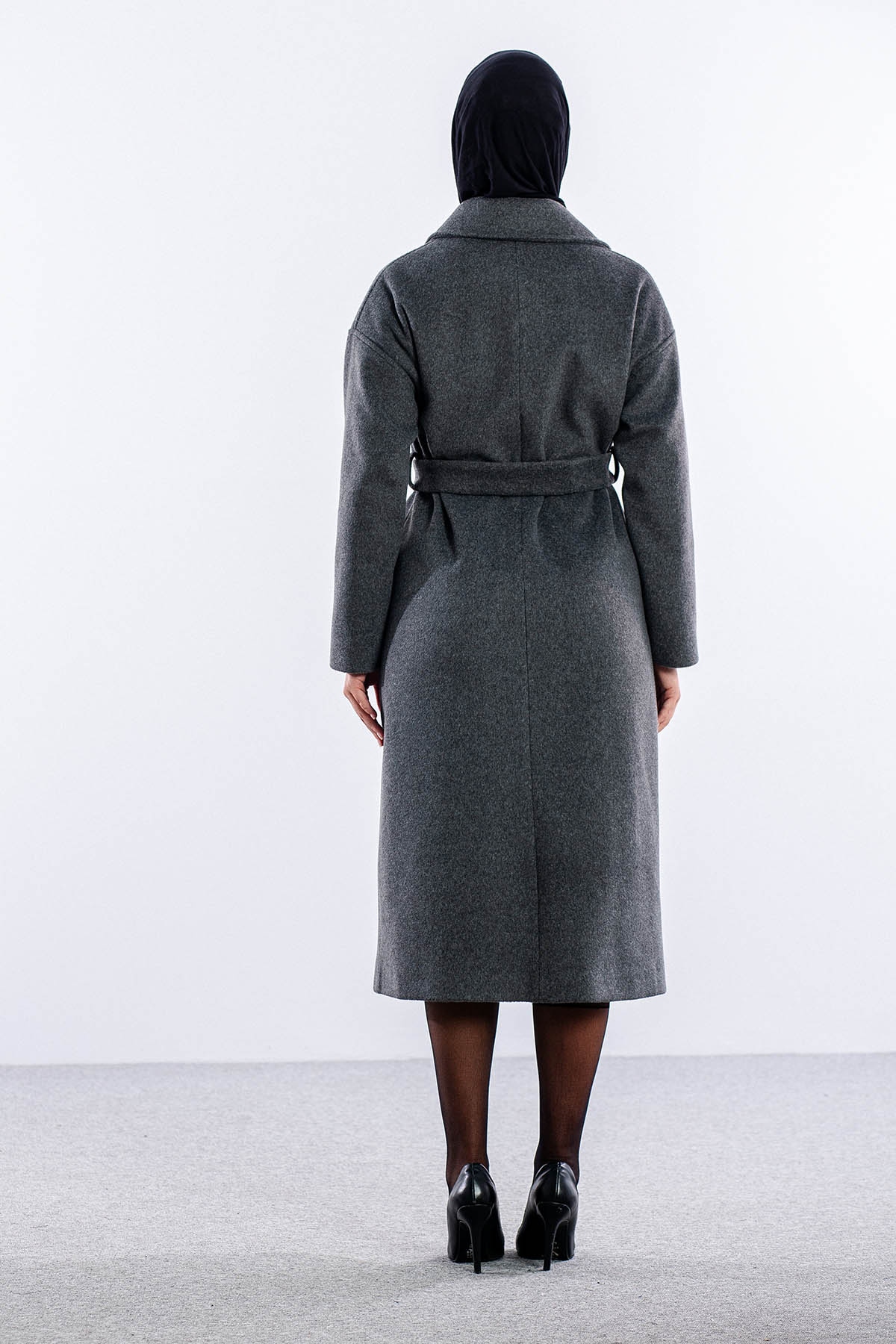 F-1455 Kaşe Kaban 38-48 - Antrasit - 5