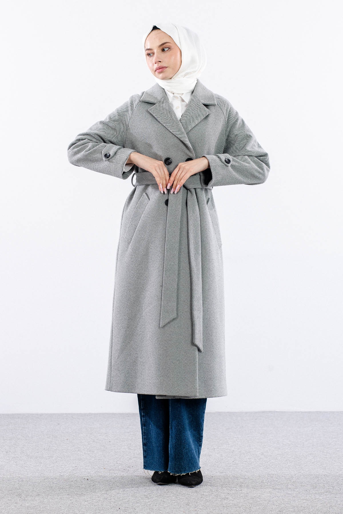 F-1458 Kaşe Kaban 38-48 Baliksirti - A_gri - 2