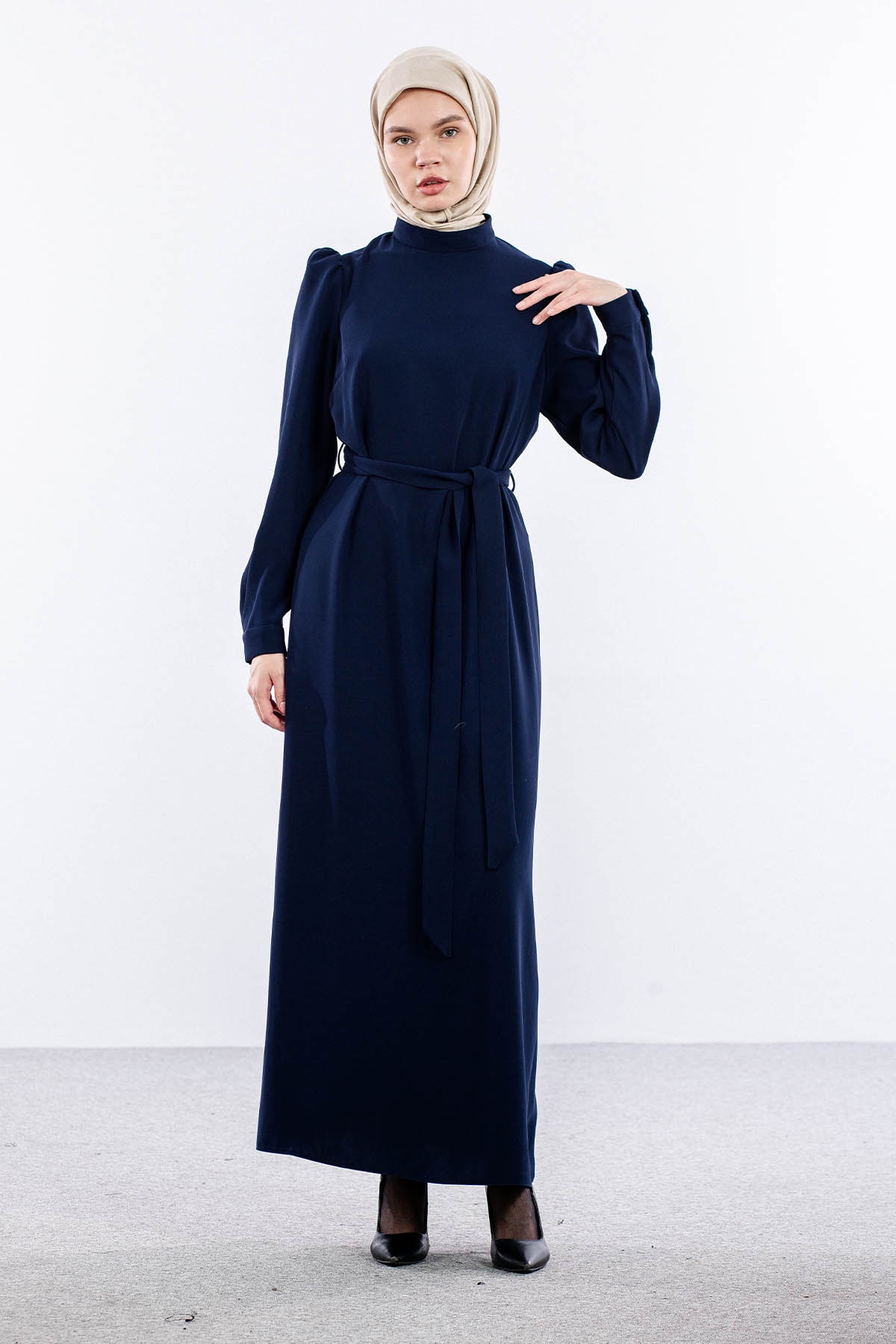 F-1504 Elbise 40-50 - Lacivert - 3