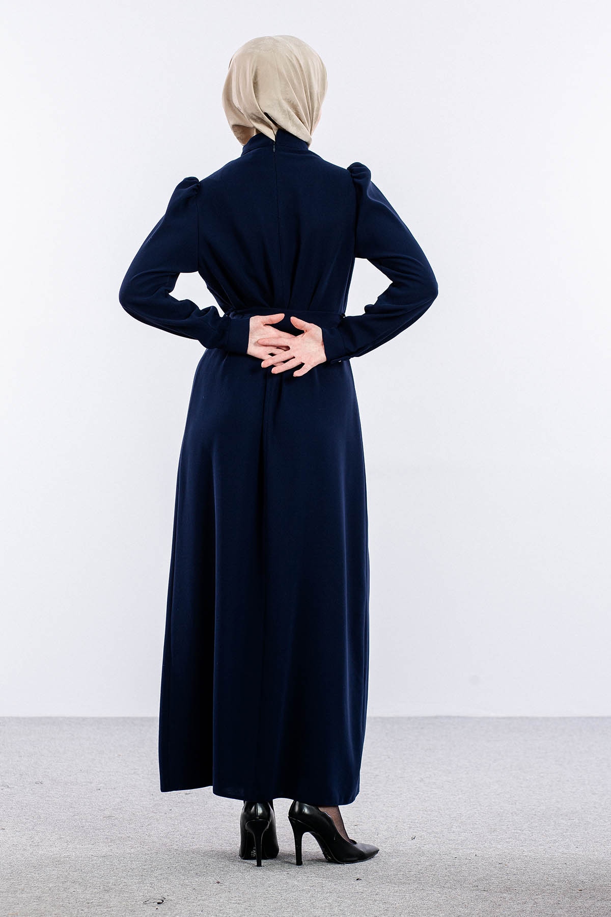 F-1504 Elbise 40-50 - Lacivert - 5