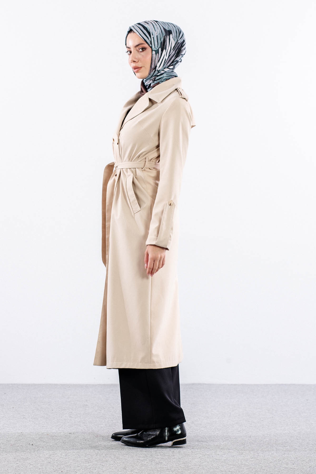 F-1582 Trençkap 38-48 Araboy - Bej - 5