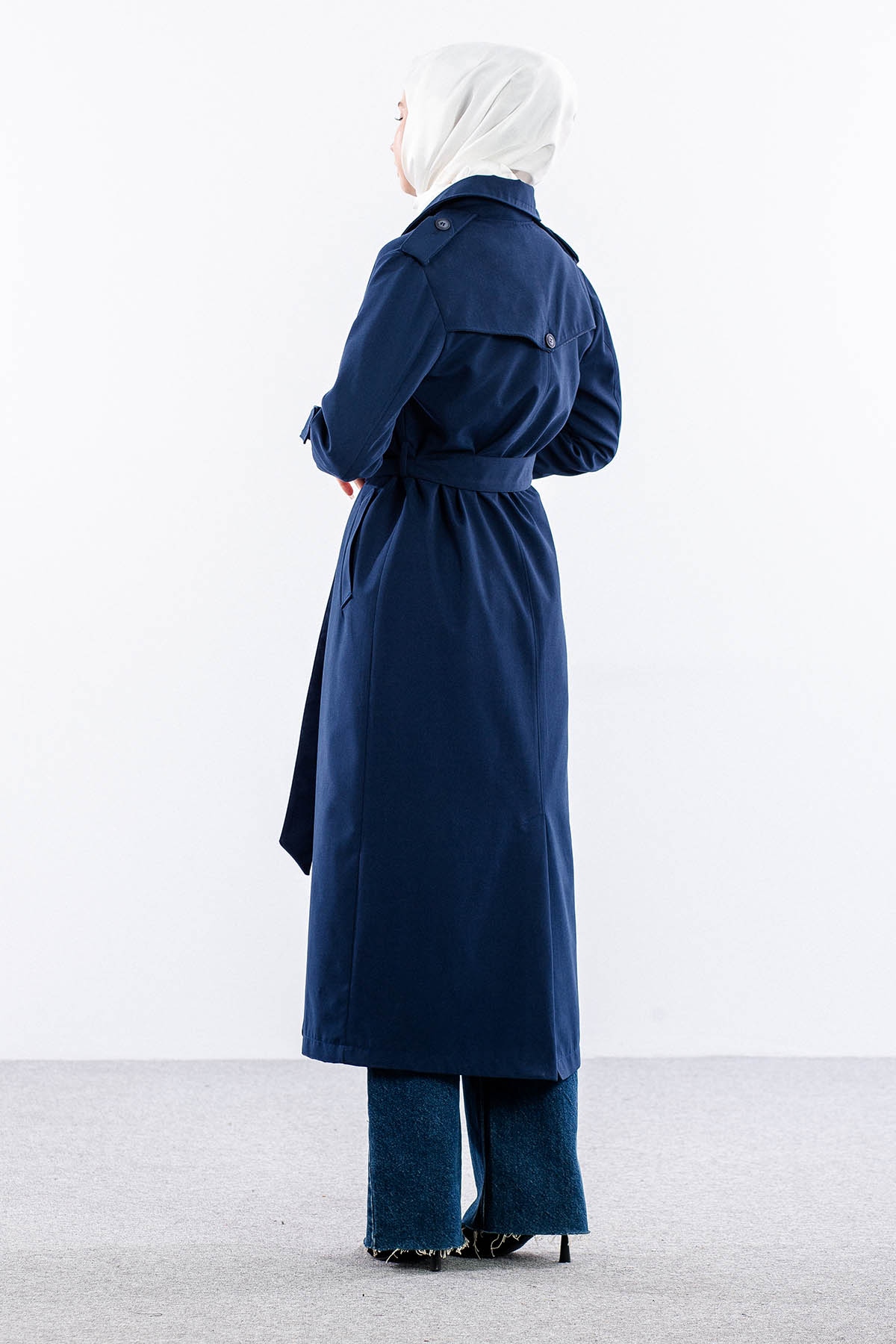 F-1582 Trençkap 38-48 Araboy - Lacivert - 5