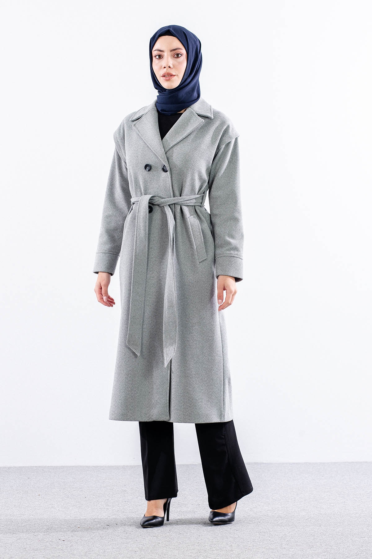 F-1595 Kaşe Kaban 38-48 Takma Kol Balıksırtı - A_gri - 2