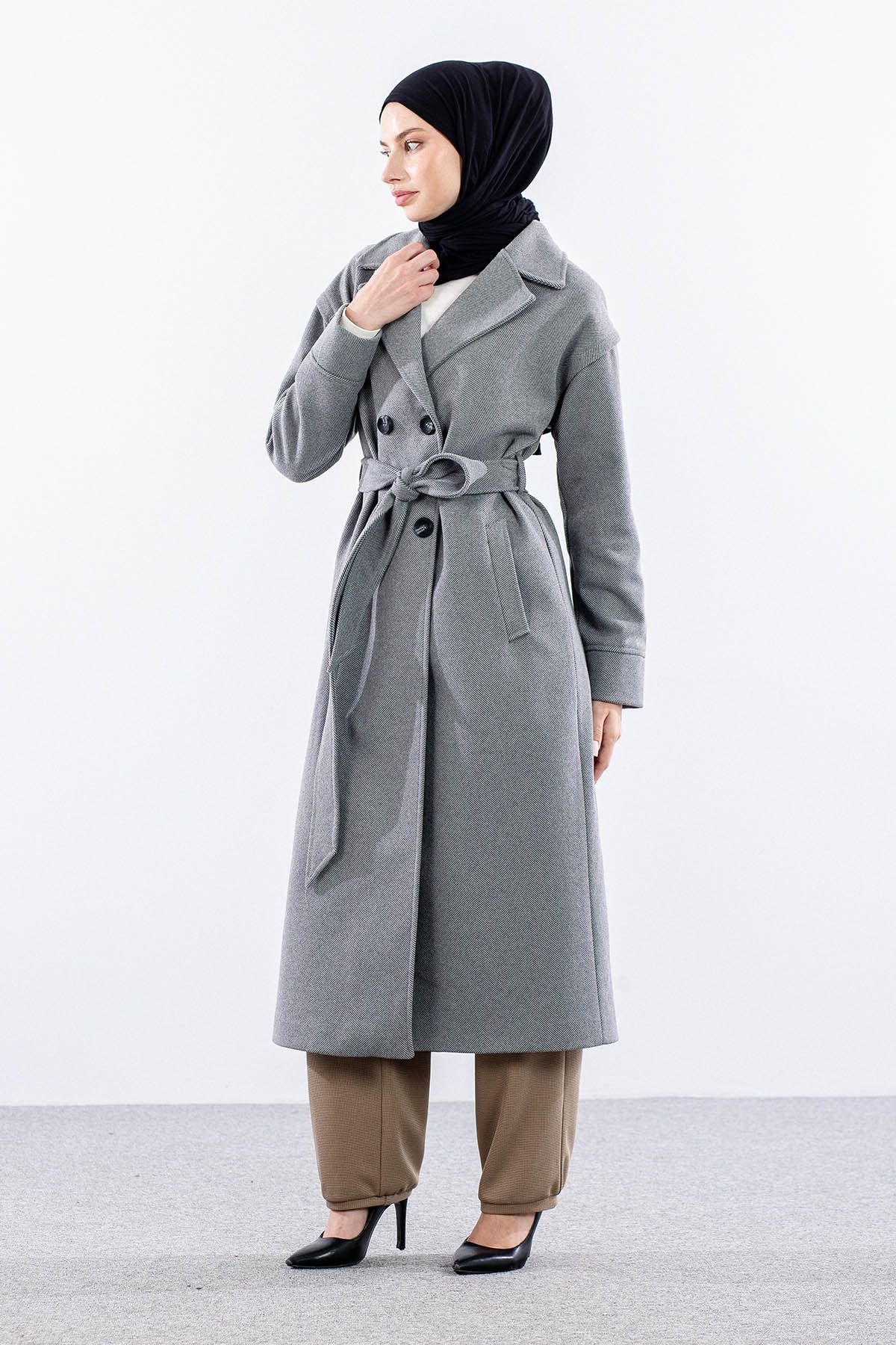 F-1595 Kaşe Kaban 38-48 Takma Kol Balıksırtı - K_gri - 1