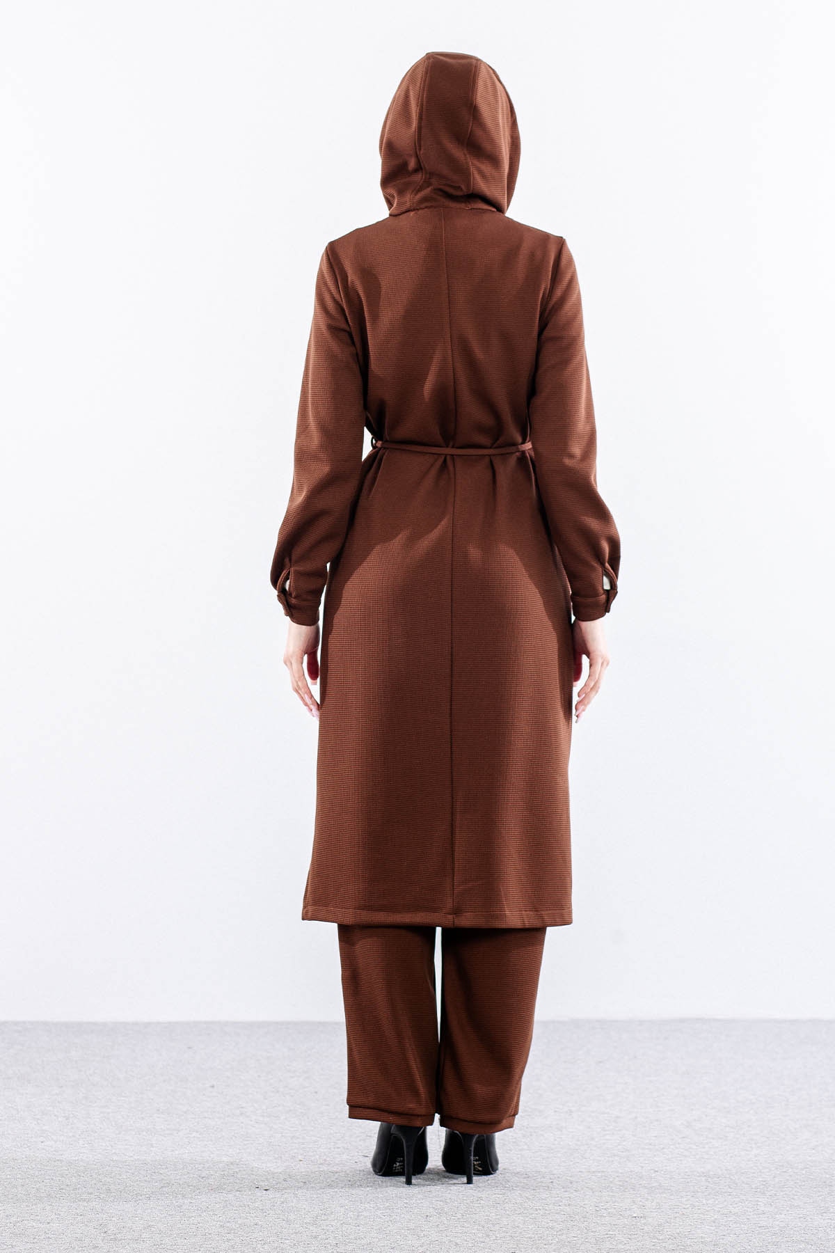 F-1598 Takim 38-48 Kapsonlu Fermuarli - Kahve - 4