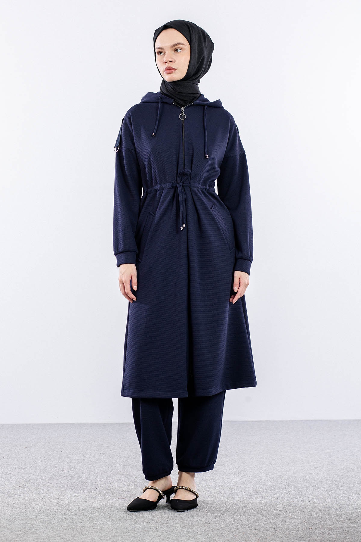 F-1599 Takim 38-48 Fermuarli Spor - Lacivert - 3