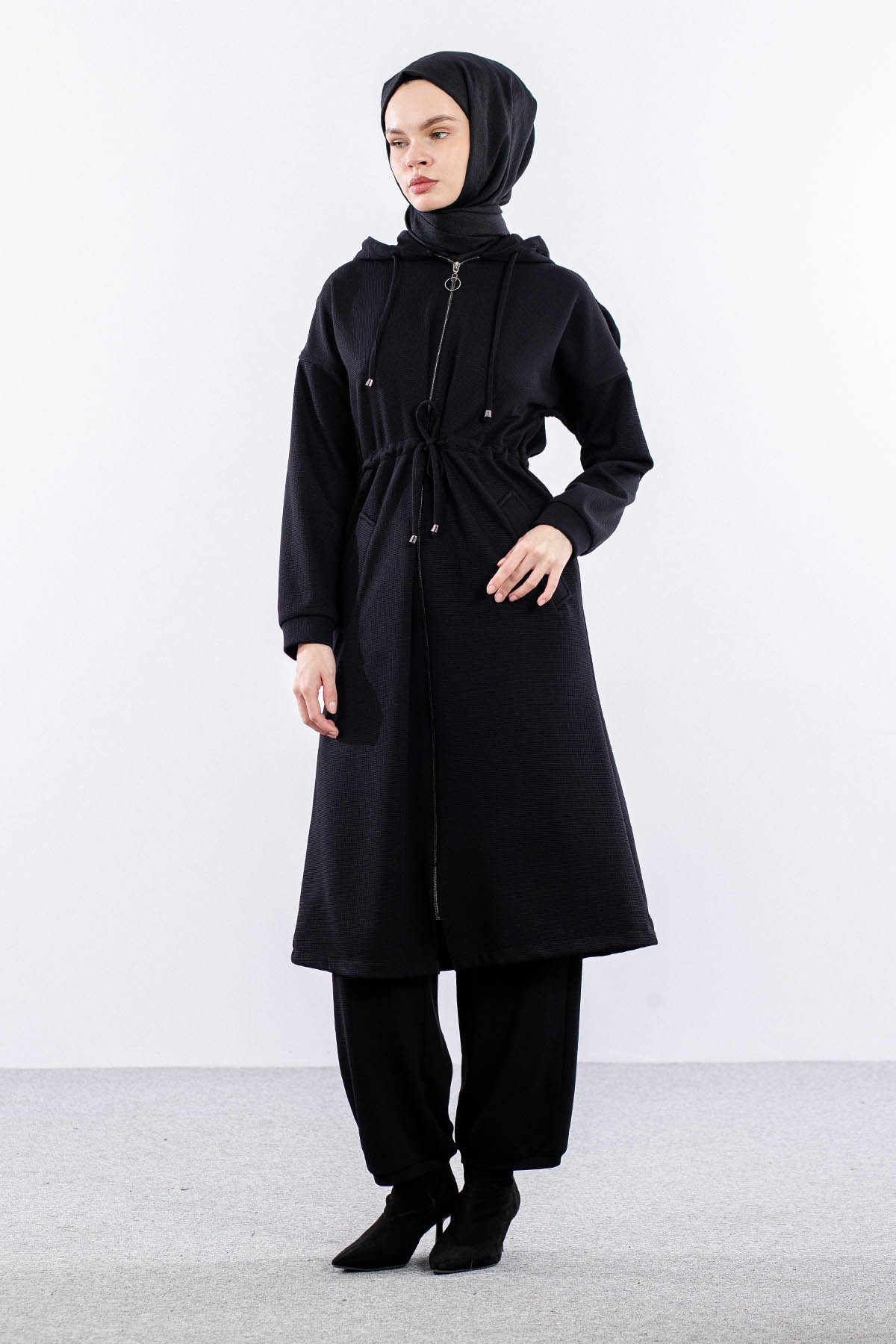 F-1599 Takim 38-48 Fermuarli Spor - Siyah - 3