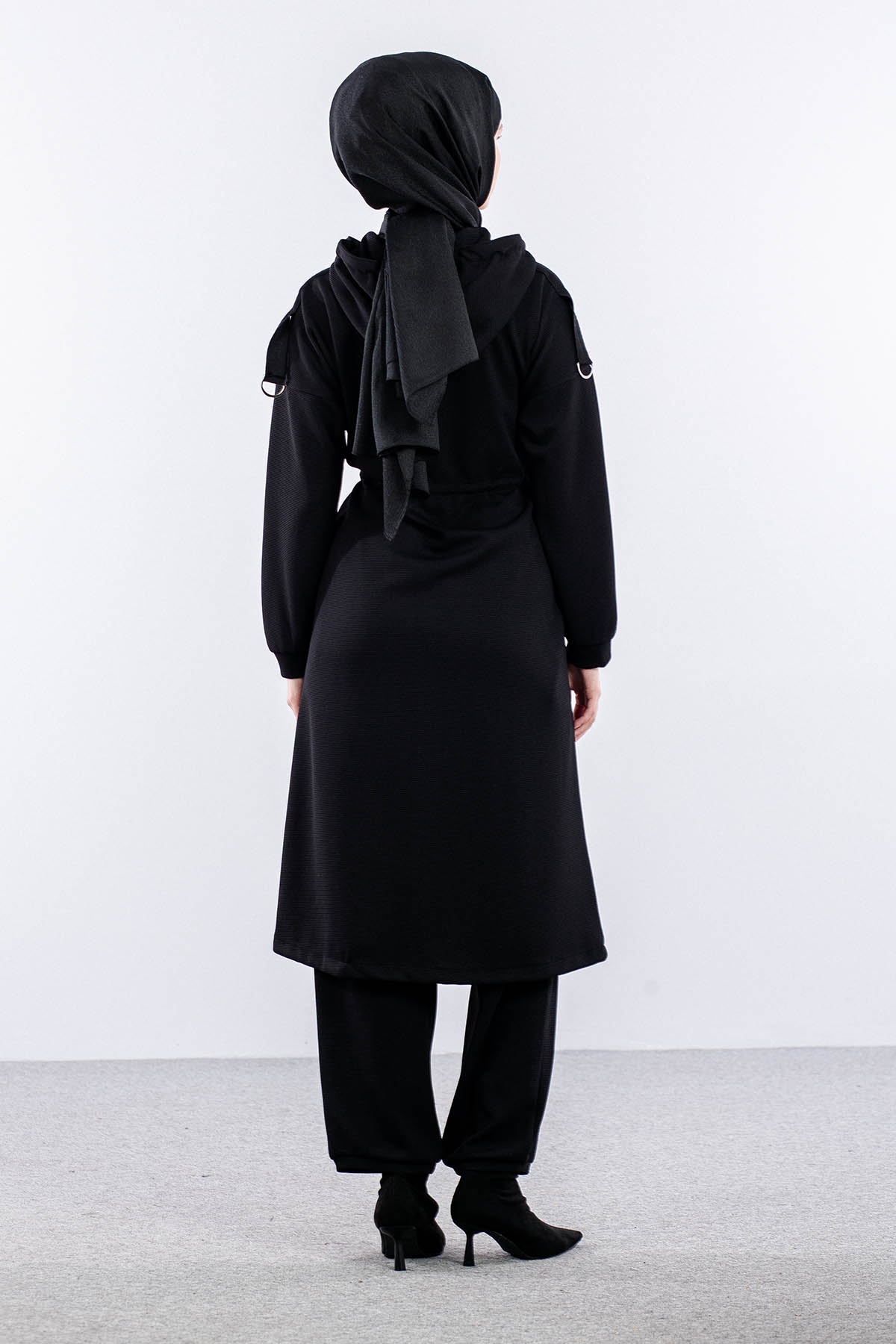 F-1599 Takim 38-48 Fermuarli Spor - Siyah - 5