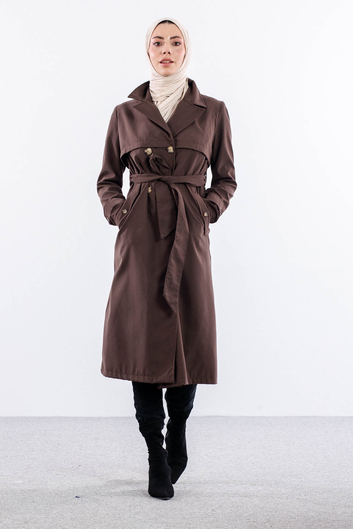 F1471 Trenç Kap 38-48 Aller Detay - Kahve - 1