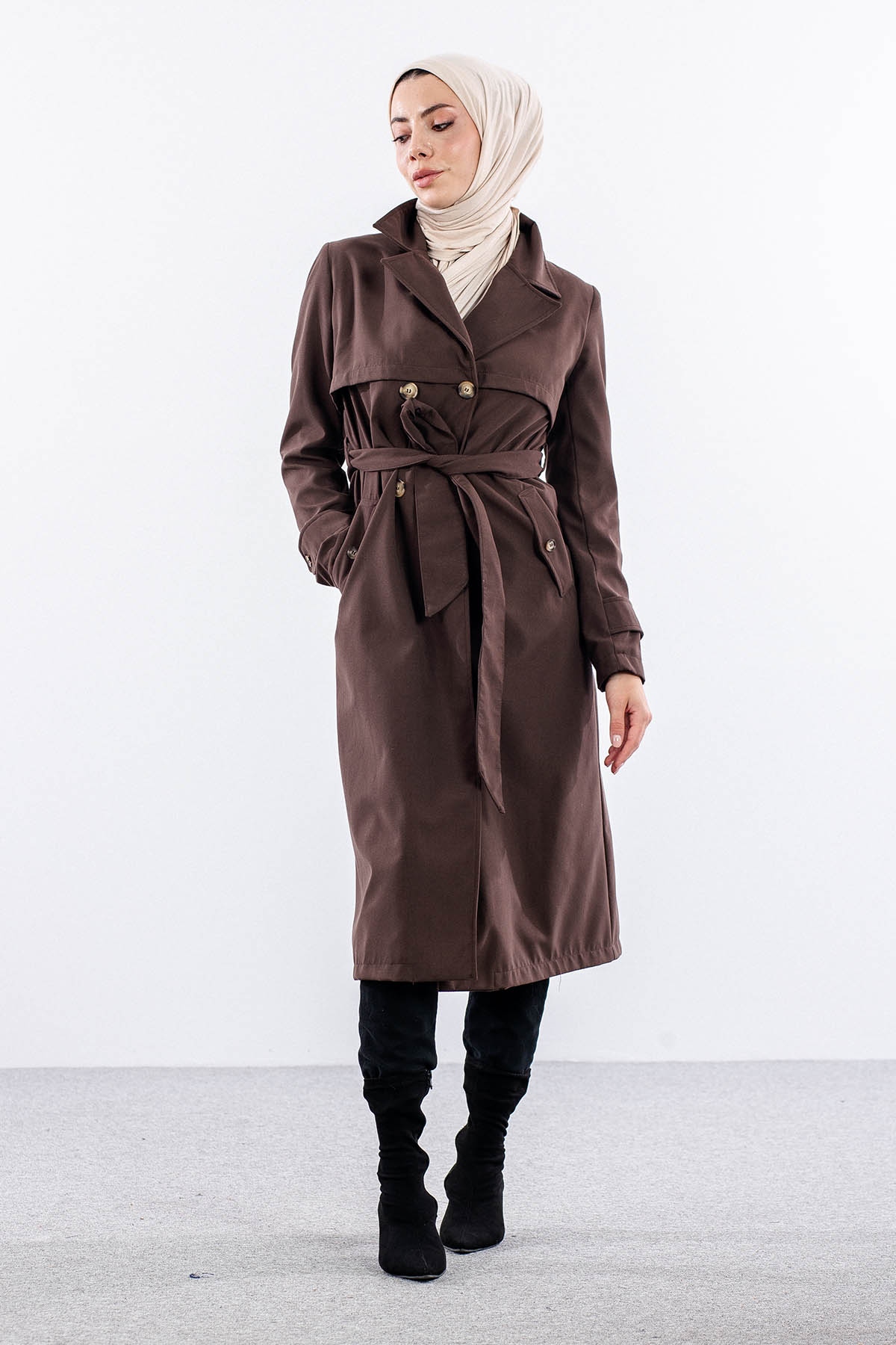 F1471 Trenç Kap 38-48 Aller Detay - Kahve - 2