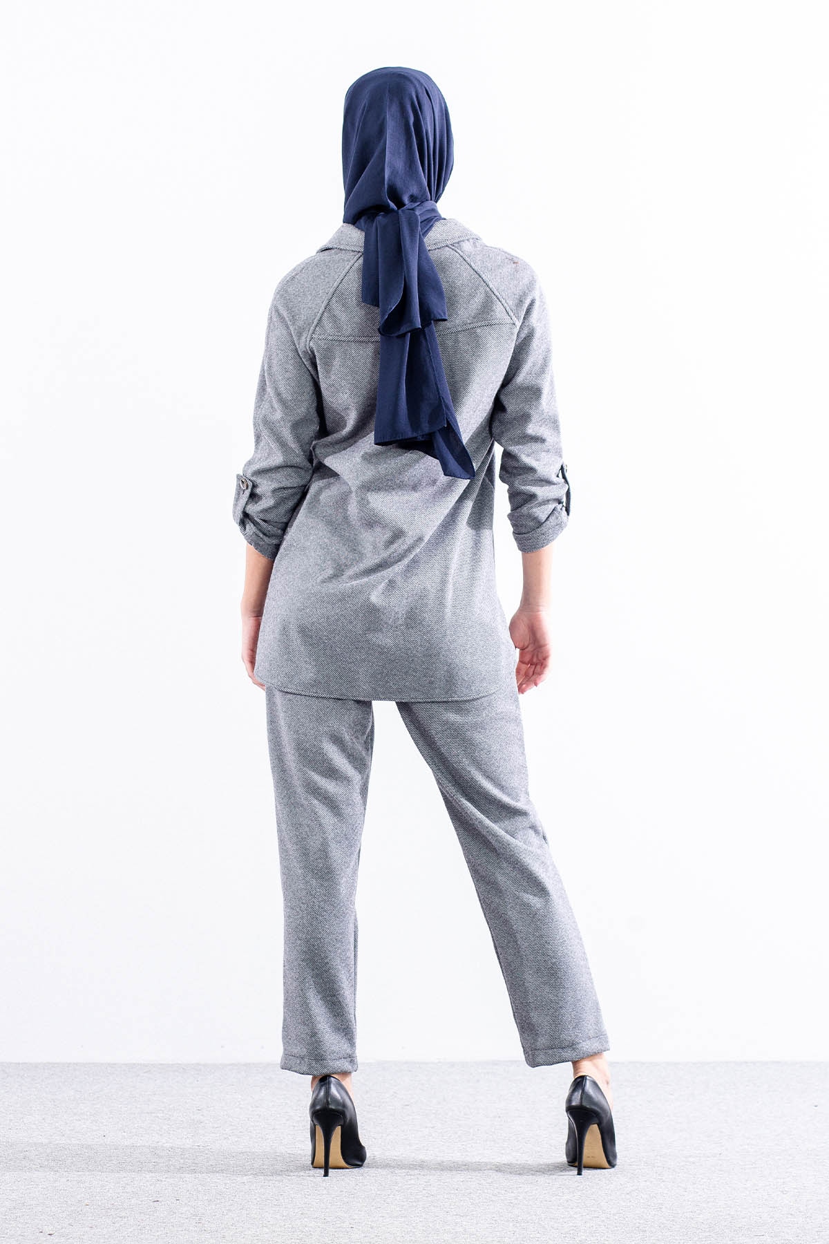 F1506 Takim 38-48 Baliksirti Kase Kumas - Gri - 5