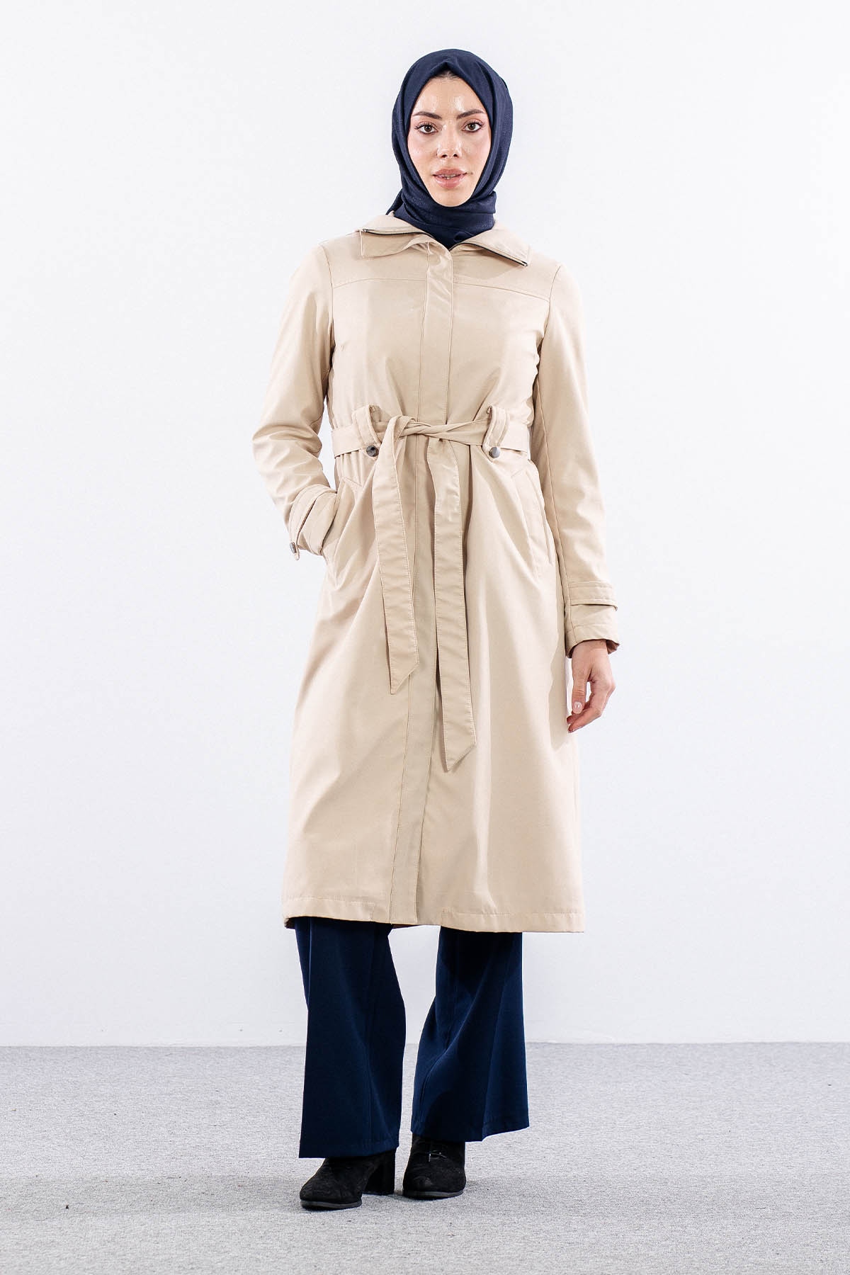 F1579 Parka Kaban 38-48 - Bej - 1