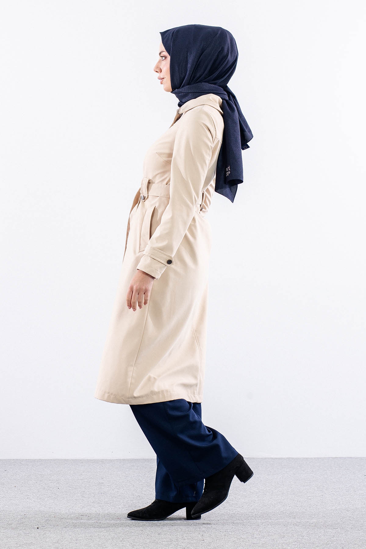 F1579 Parka Kaban 38-48 - Bej - 3