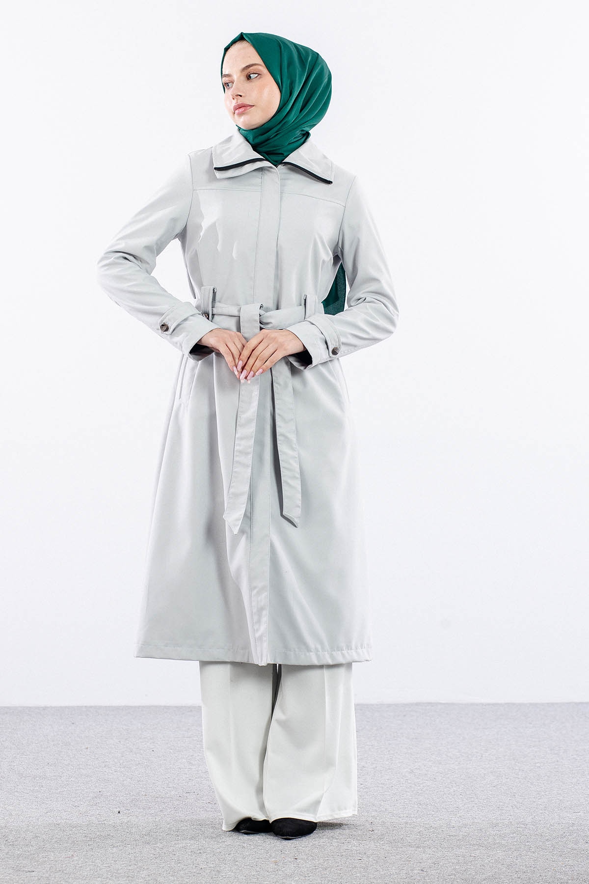 F1579 Parka Kaban 38-48 - Gri - 3