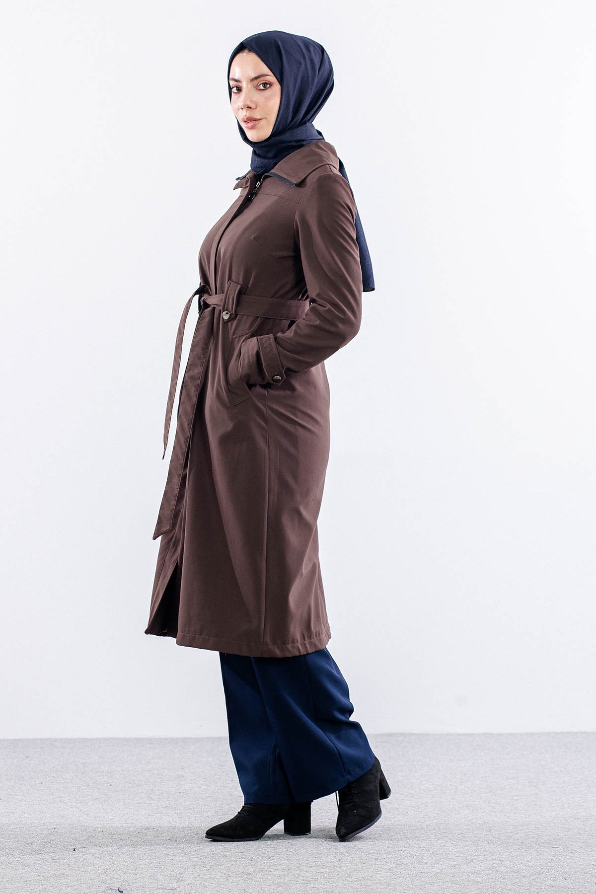 F1579 Parka Kaban 38-48 - Kahve - 3