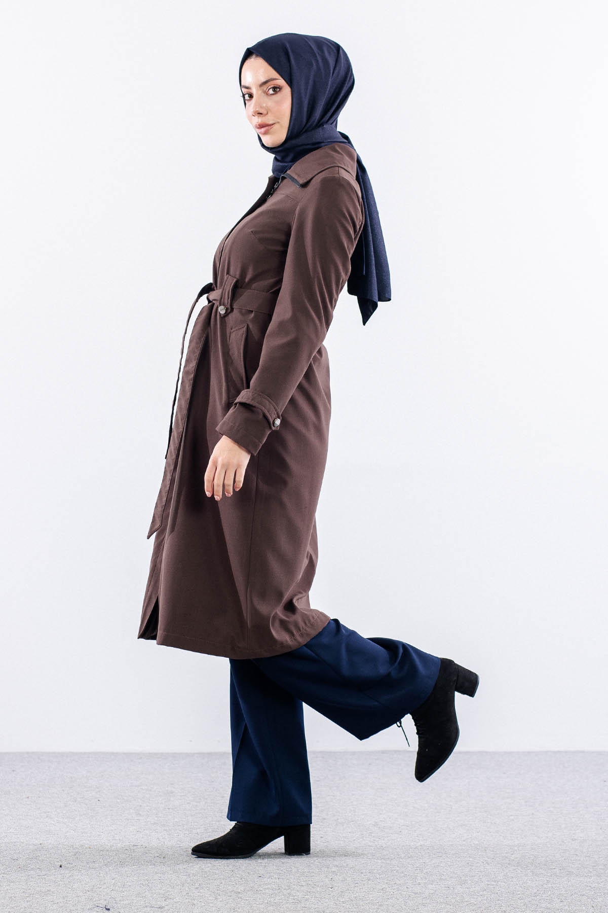 F1579 Parka Kaban 38-48 - Kahve - 4