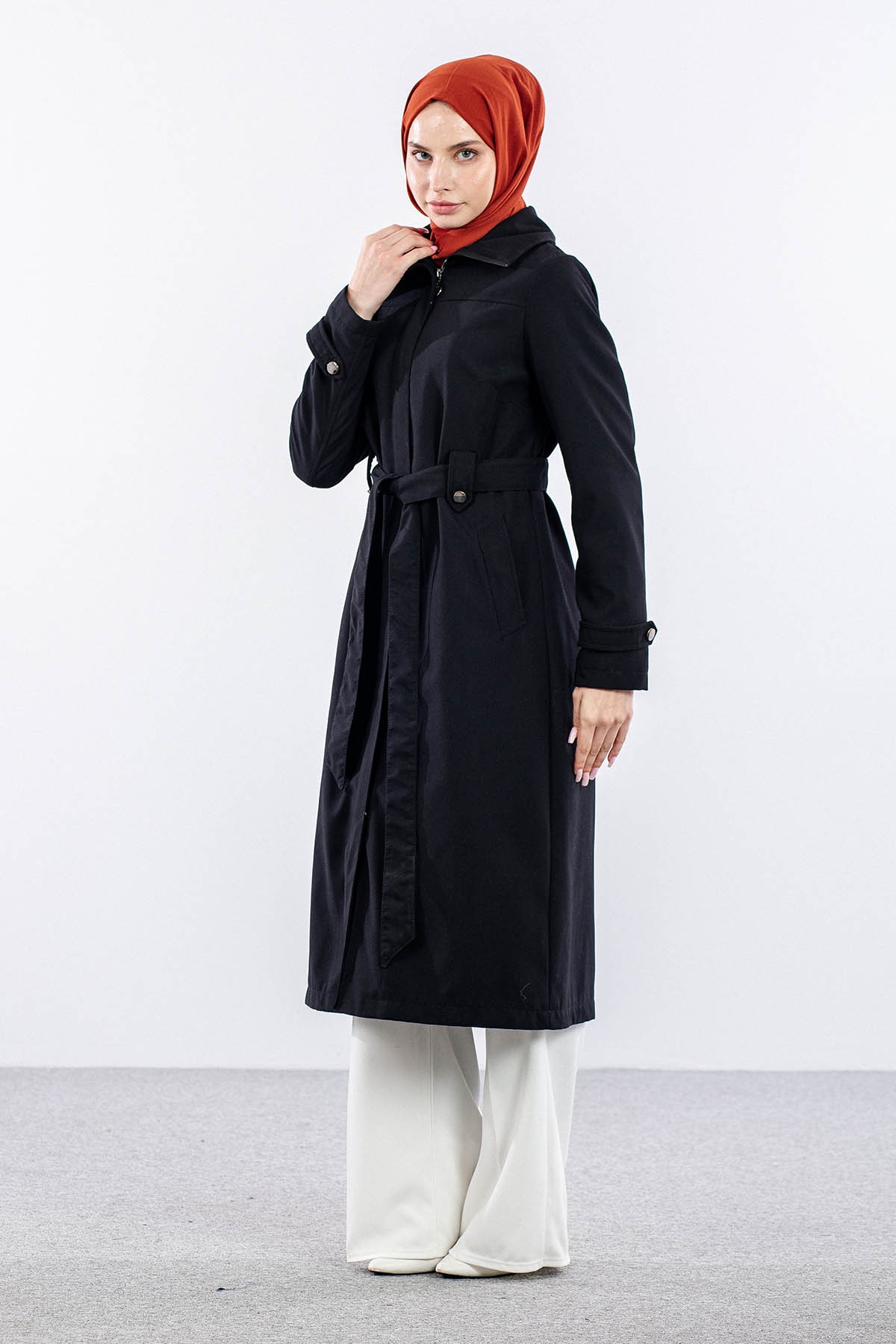 F1579 Parka Kaban 38-48 - Siyah - 2