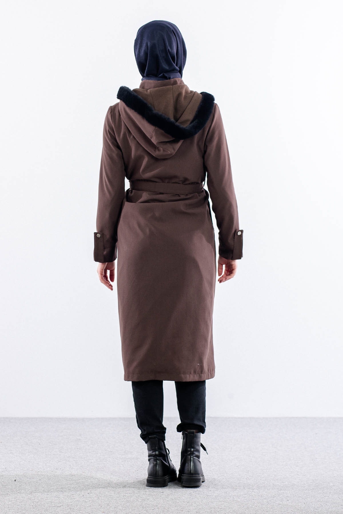 F1580 Parka 38-48 Kurklu Kapson - Kahve - 6