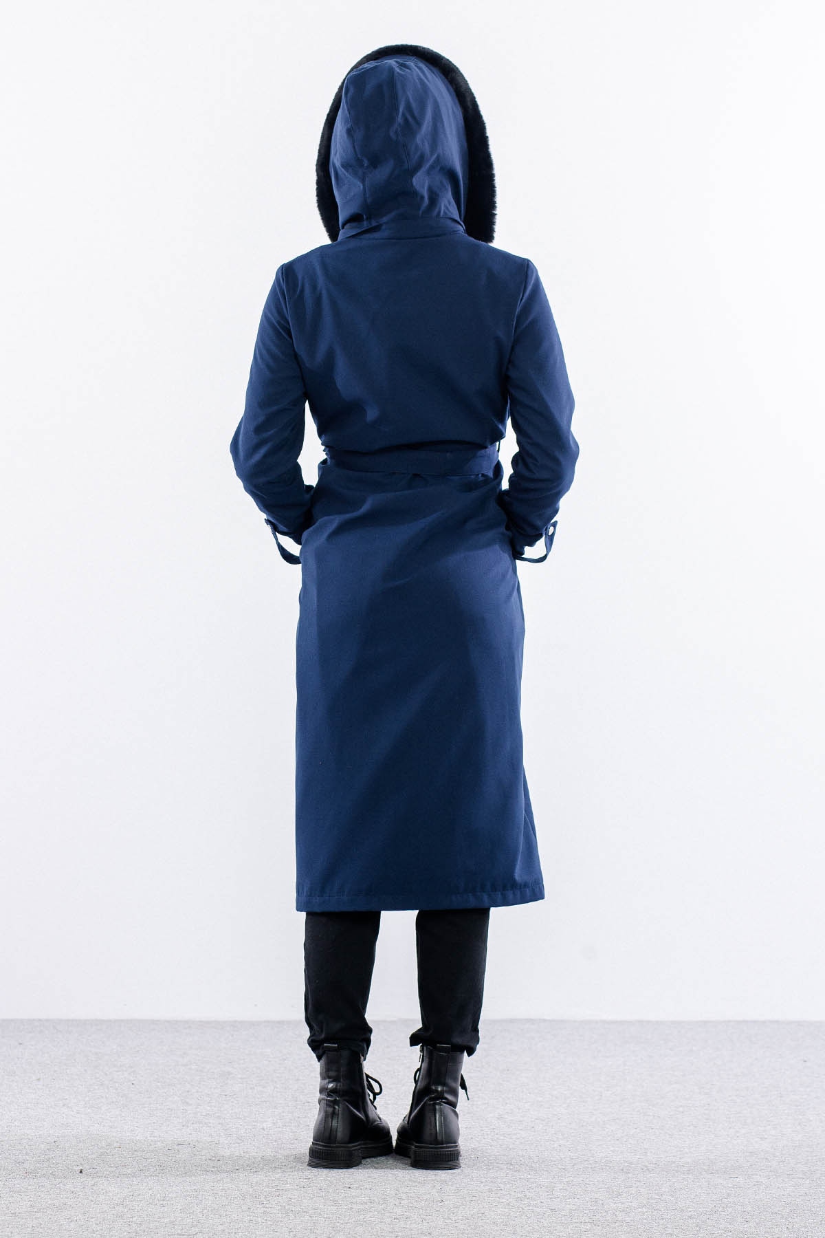 F1580 Parka 38-48 Kurklu Kapson - Lacivert - 5