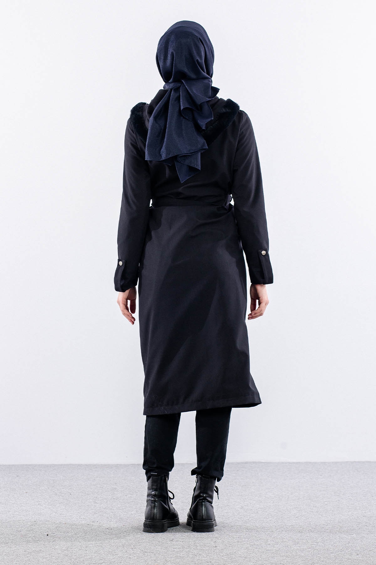 F1580 Parka 38-48 Kurklu Kapson - Siyah - 5