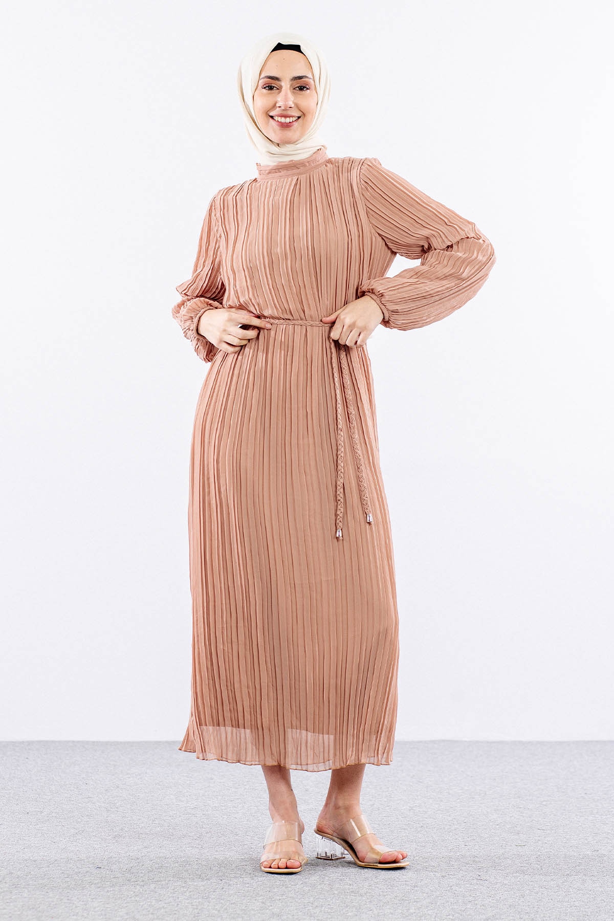 Fe-020 Elbise 38-44 - Bej - 1