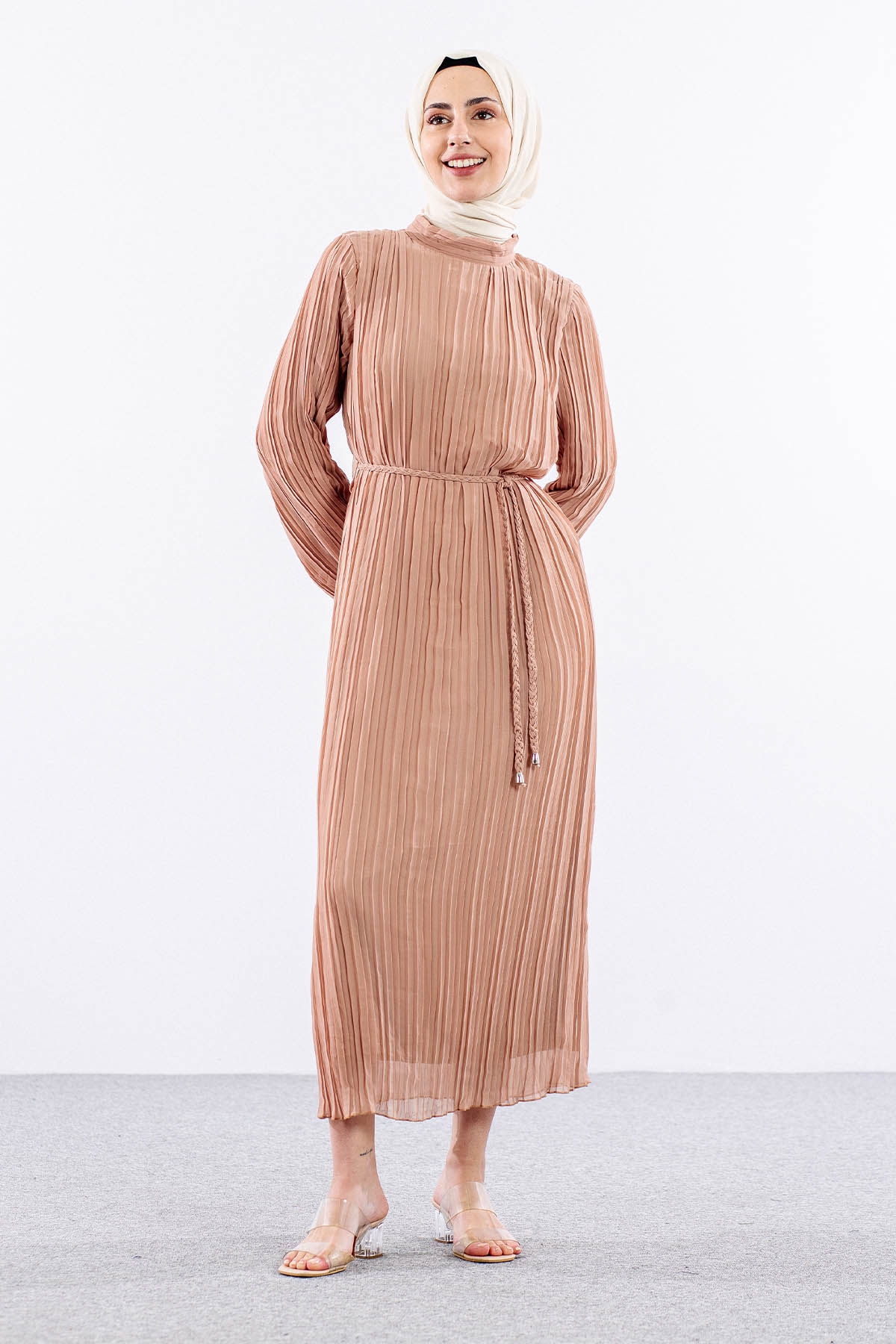 Fe-020 Elbise 38-44 - Bej - 2