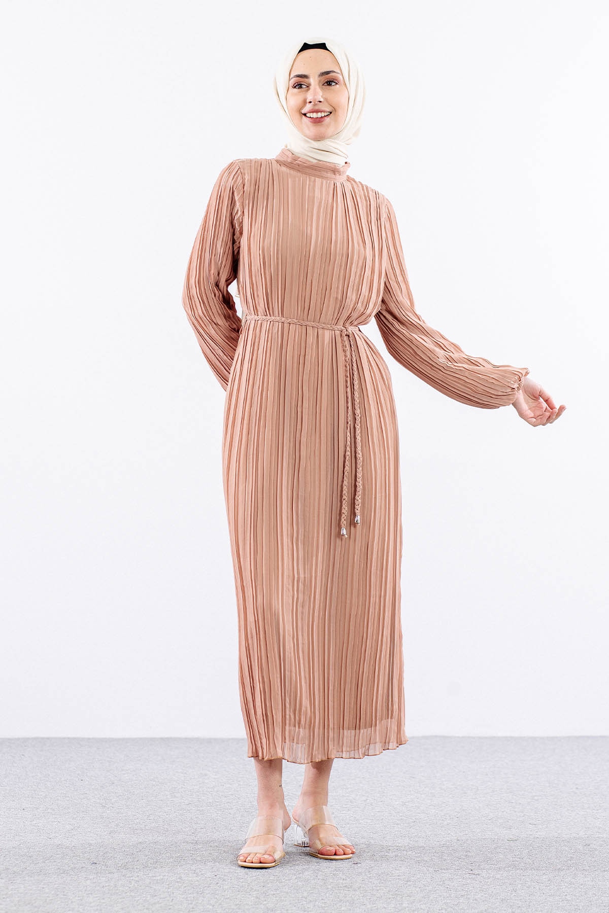 Fe-020 Elbise 38-44 - Bej - 3