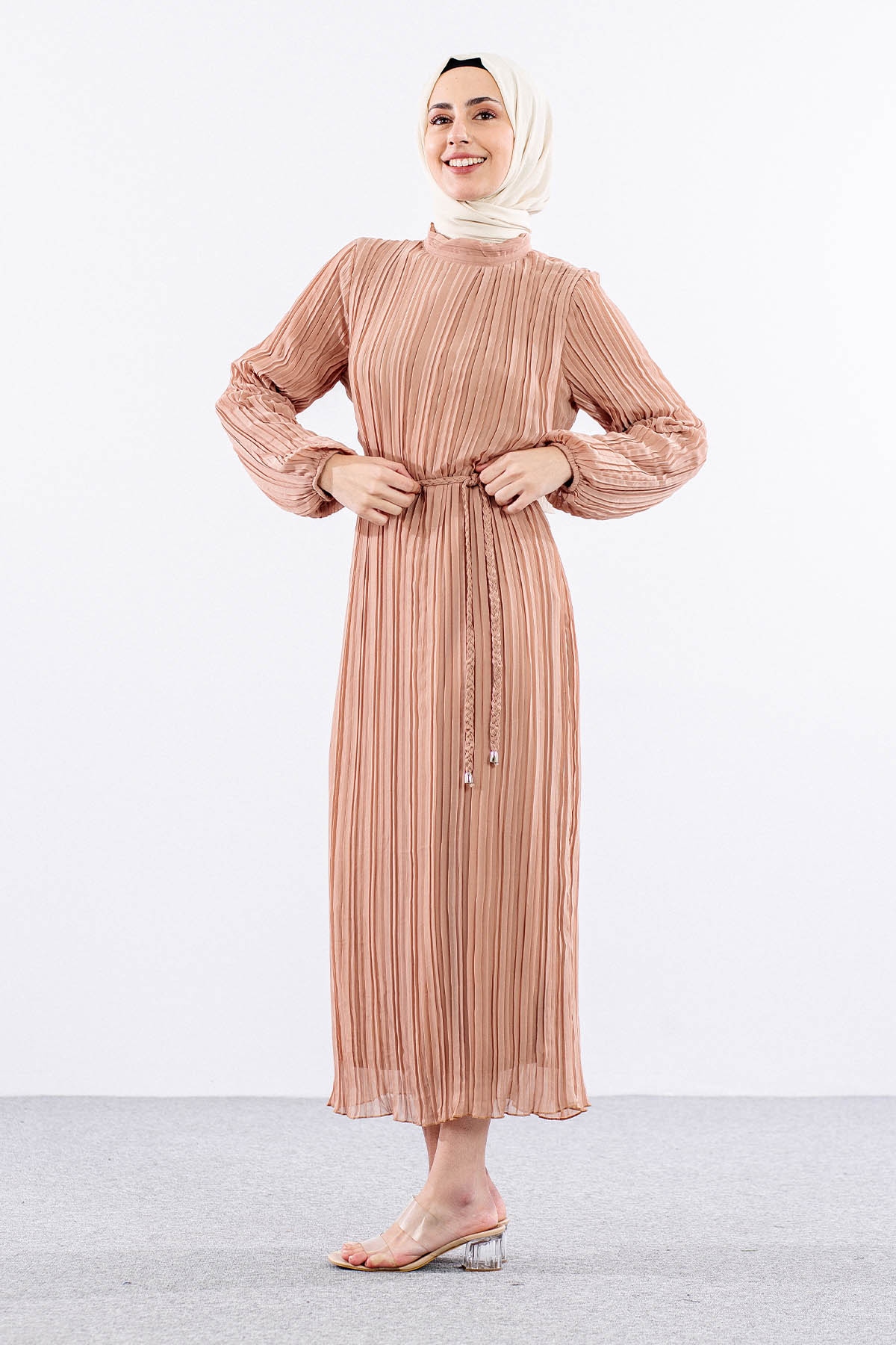 Fe-020 Elbise 38-44 - Bej - 4