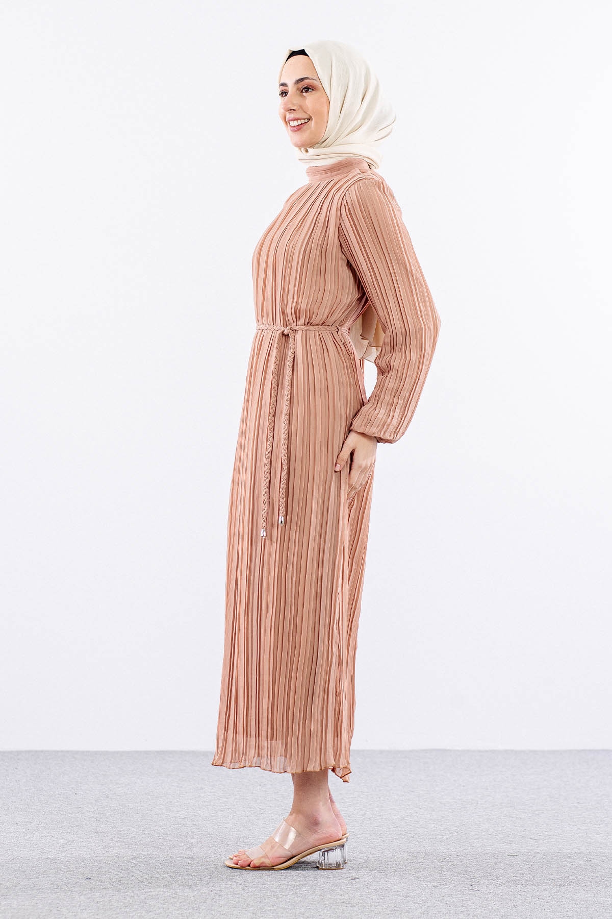 Fe-020 Elbise 38-44 - Bej - 5