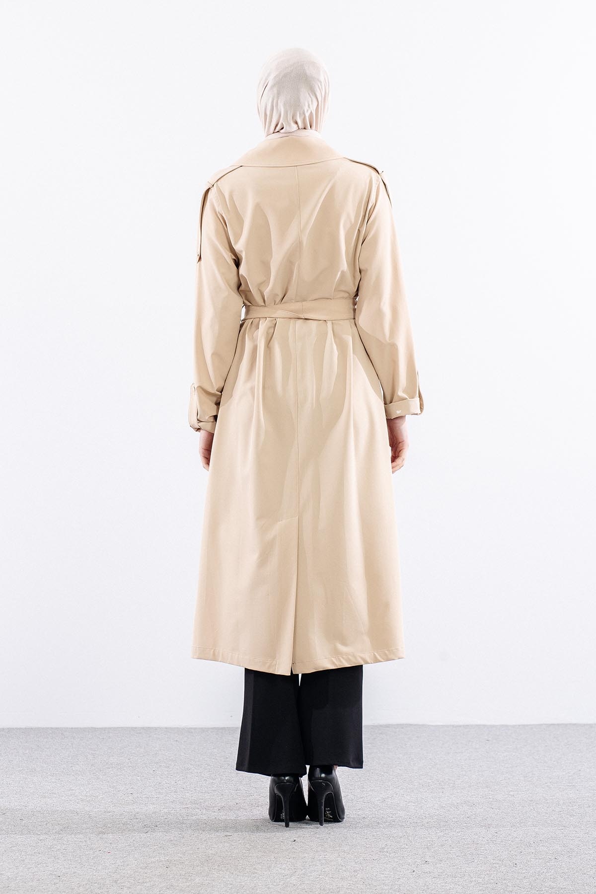 G-1513 Trençkot 38-46 42 Beden çi̇ft - Bej - 4