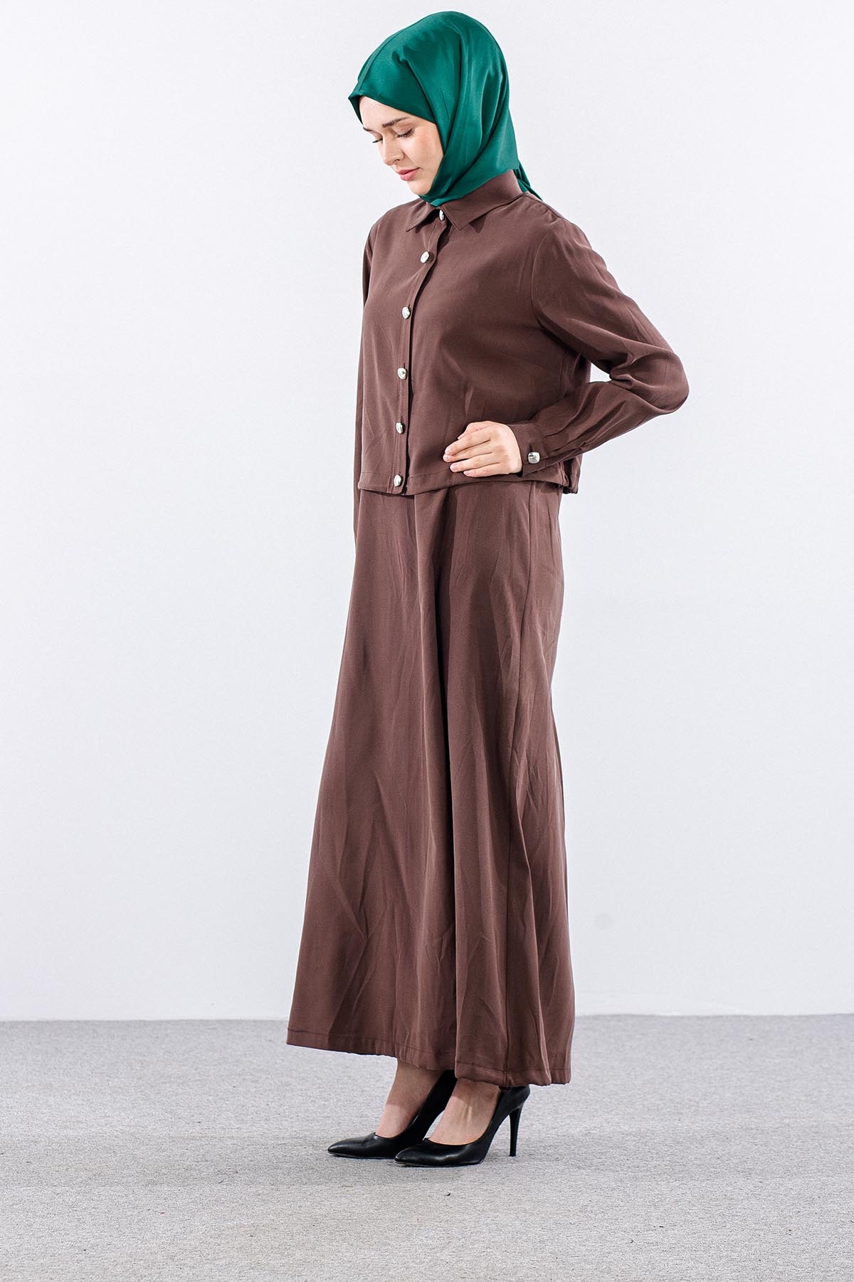 G-1576 Elbi̇se Ceket 1-2-3 - Kahve - 4