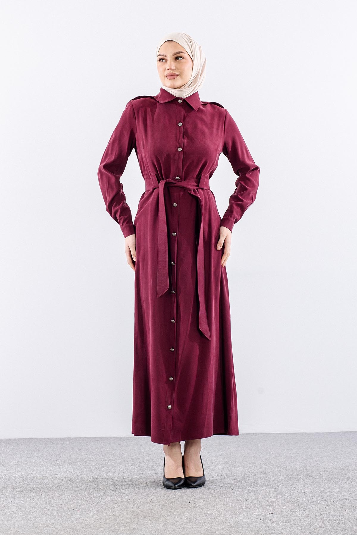 G-1609 Elbi̇se 38-48 Tamboy Dugme - Bordo - 1