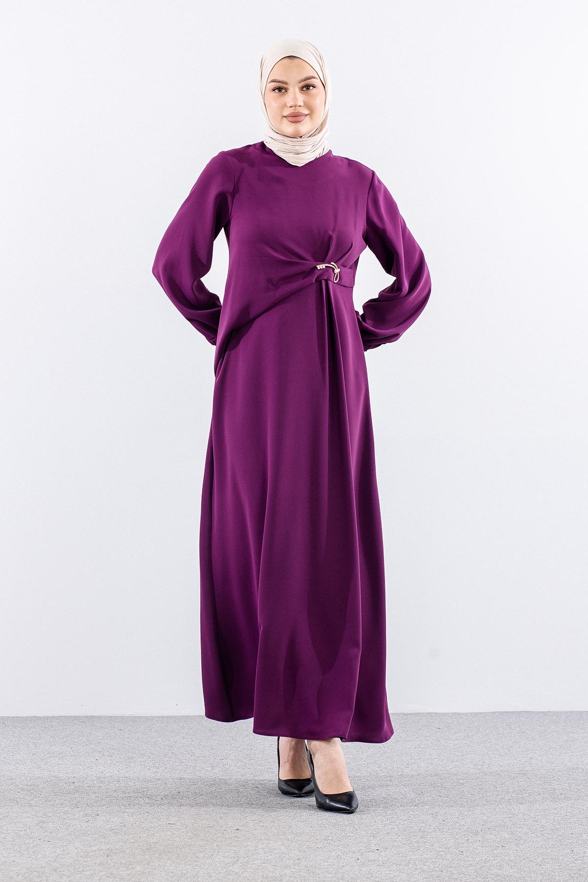 G-1649 Elbi̇se 1-2-3 Ozel Tasarim - Mor - 3