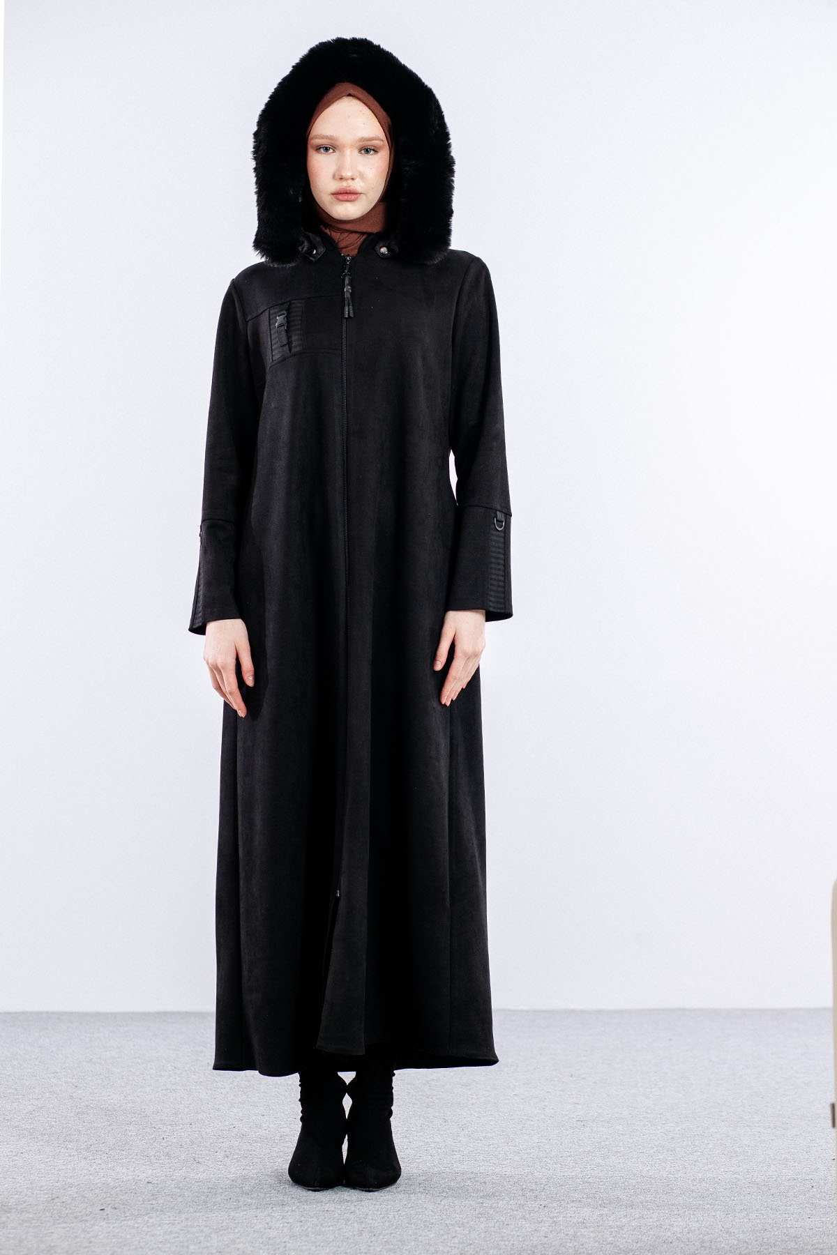 H599 Pardesü 40-50 Kürklü - Siyah - 1