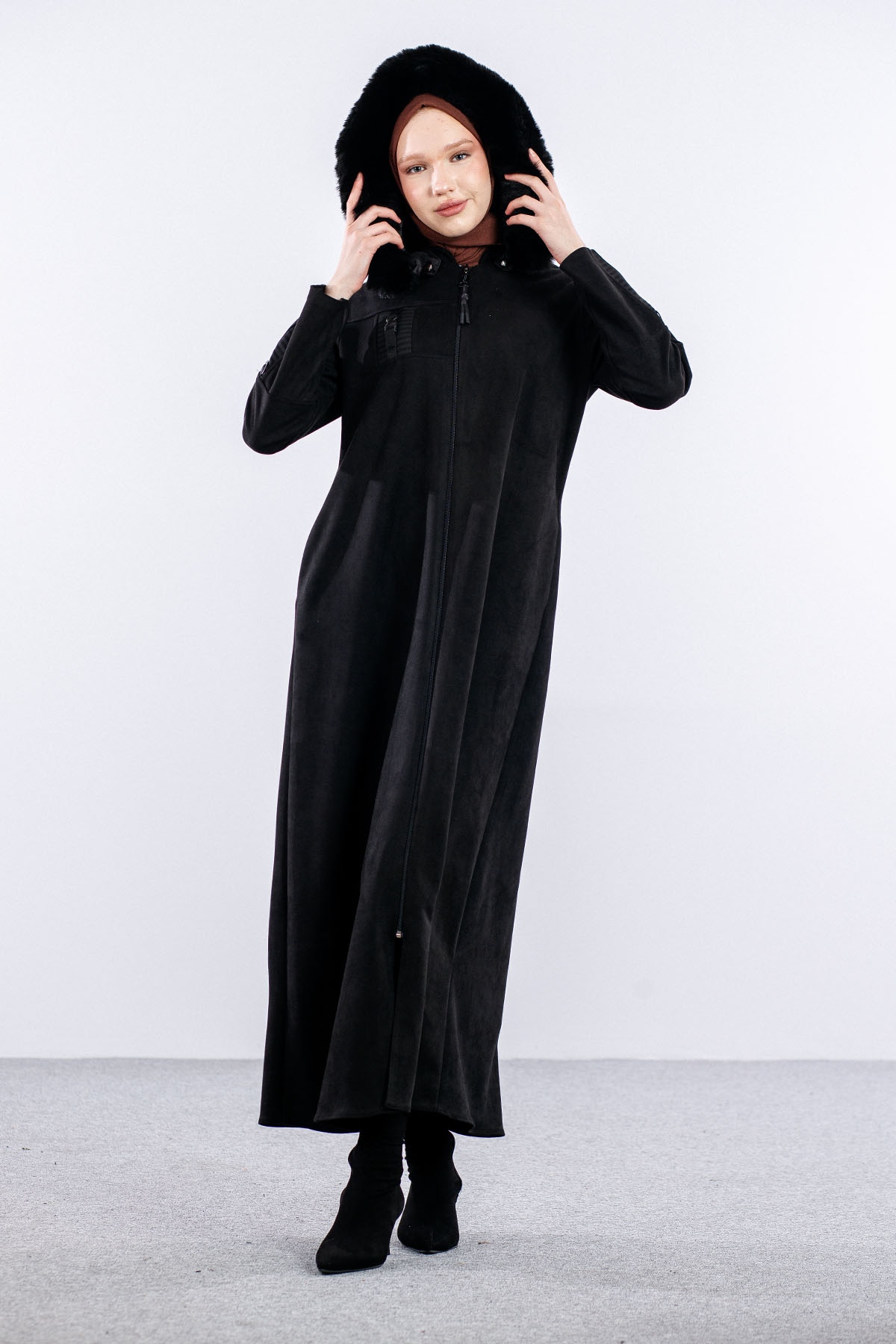 H599 Pardesü 40-50 Kürklü - Siyah - 2