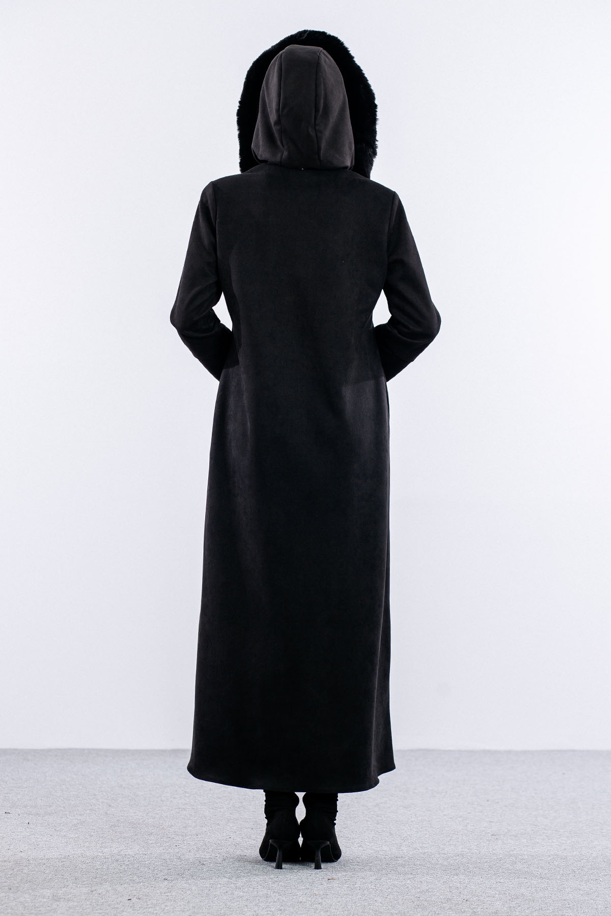 H599 Pardesü 40-50 Kürklü - Siyah - 4