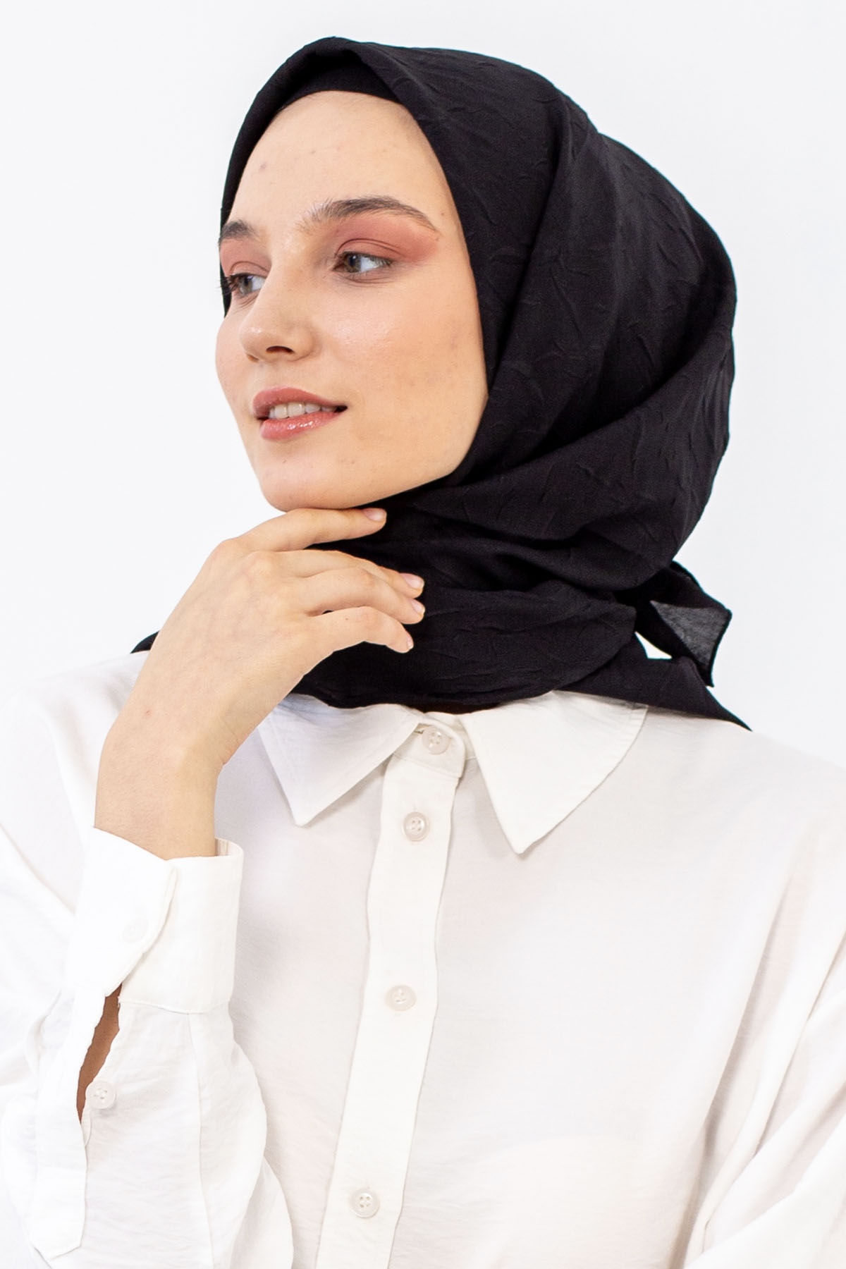 Lv Kraş şifon Eşarp - Siyah - 1