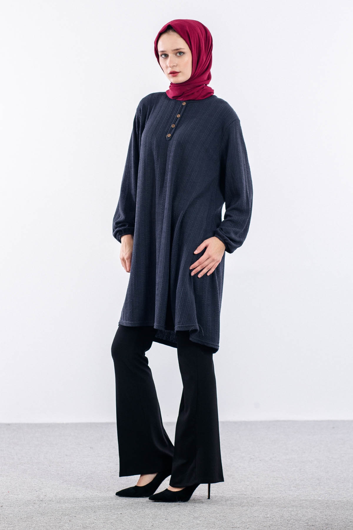 Merve Burgu Tunik 48-50-52 Dugme - Antrasit - 2