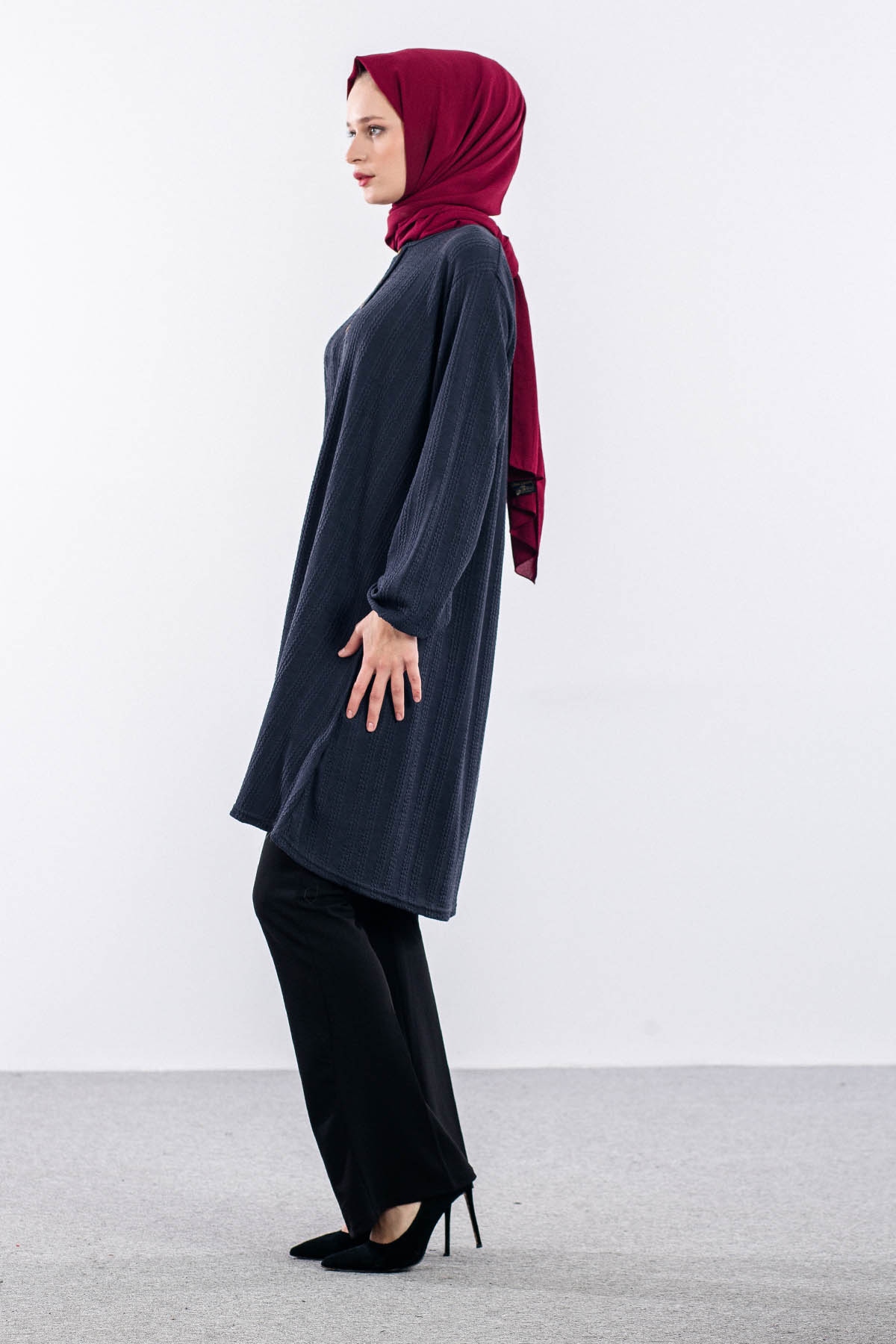 Merve Burgu Tunik 48-50-52 Dugme - Antrasit - 3