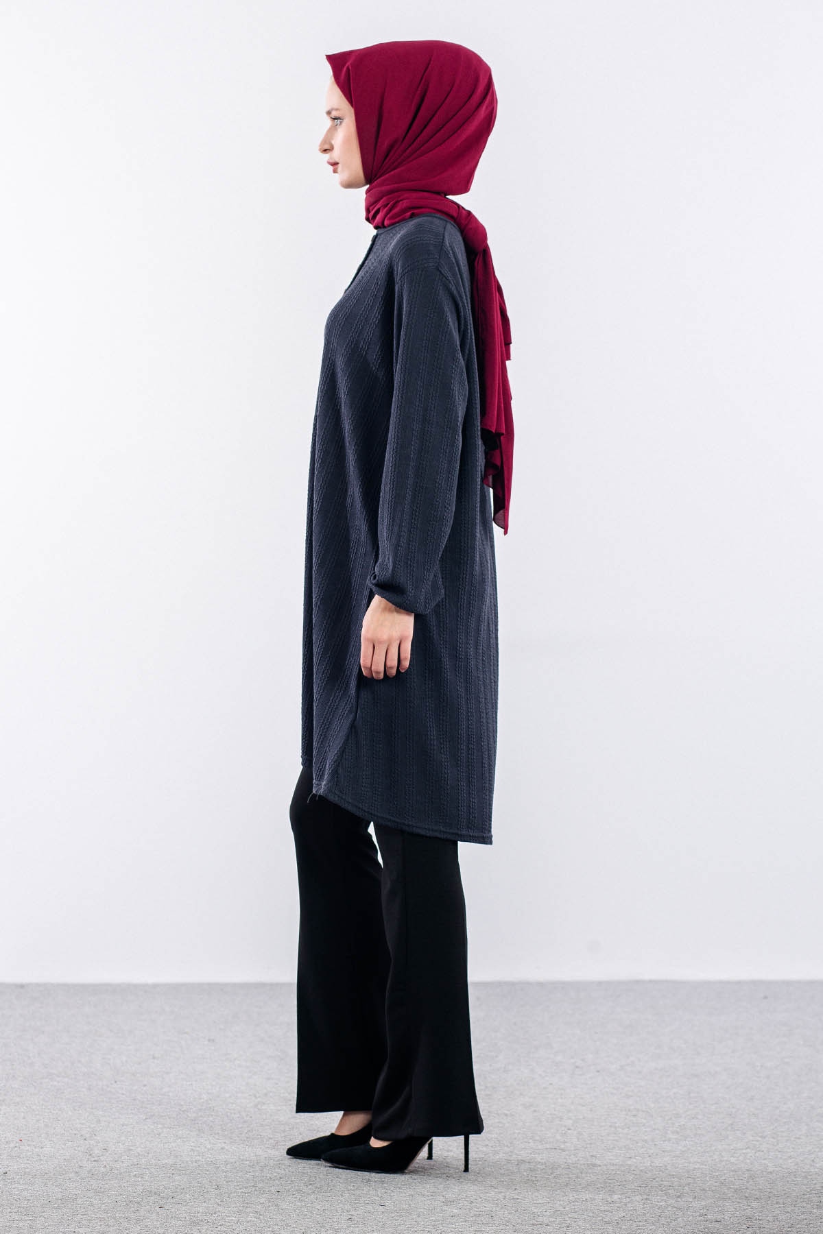 Merve Burgu Tunik 48-50-52 Dugme - Antrasit - 4