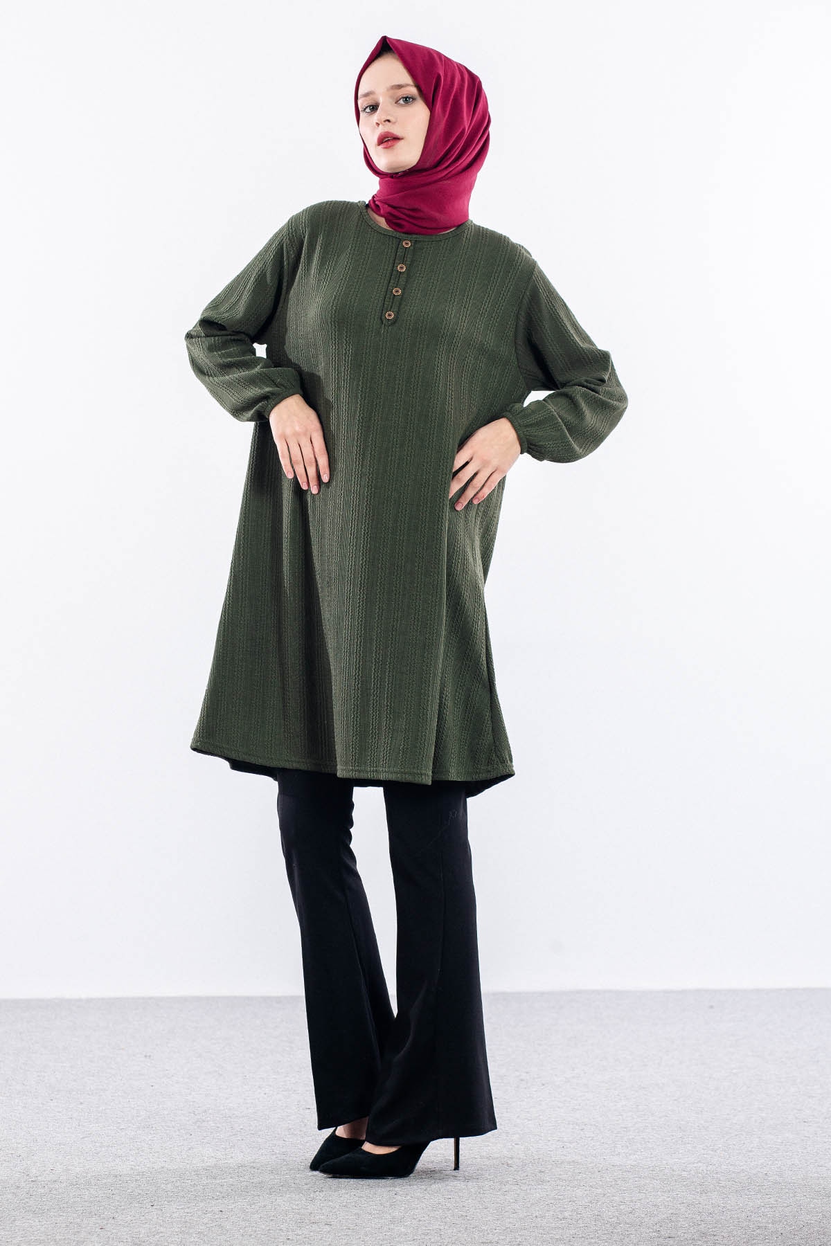 Merve Düğmeli̇ Bb Tunik 46-48-50 - Haki - 3