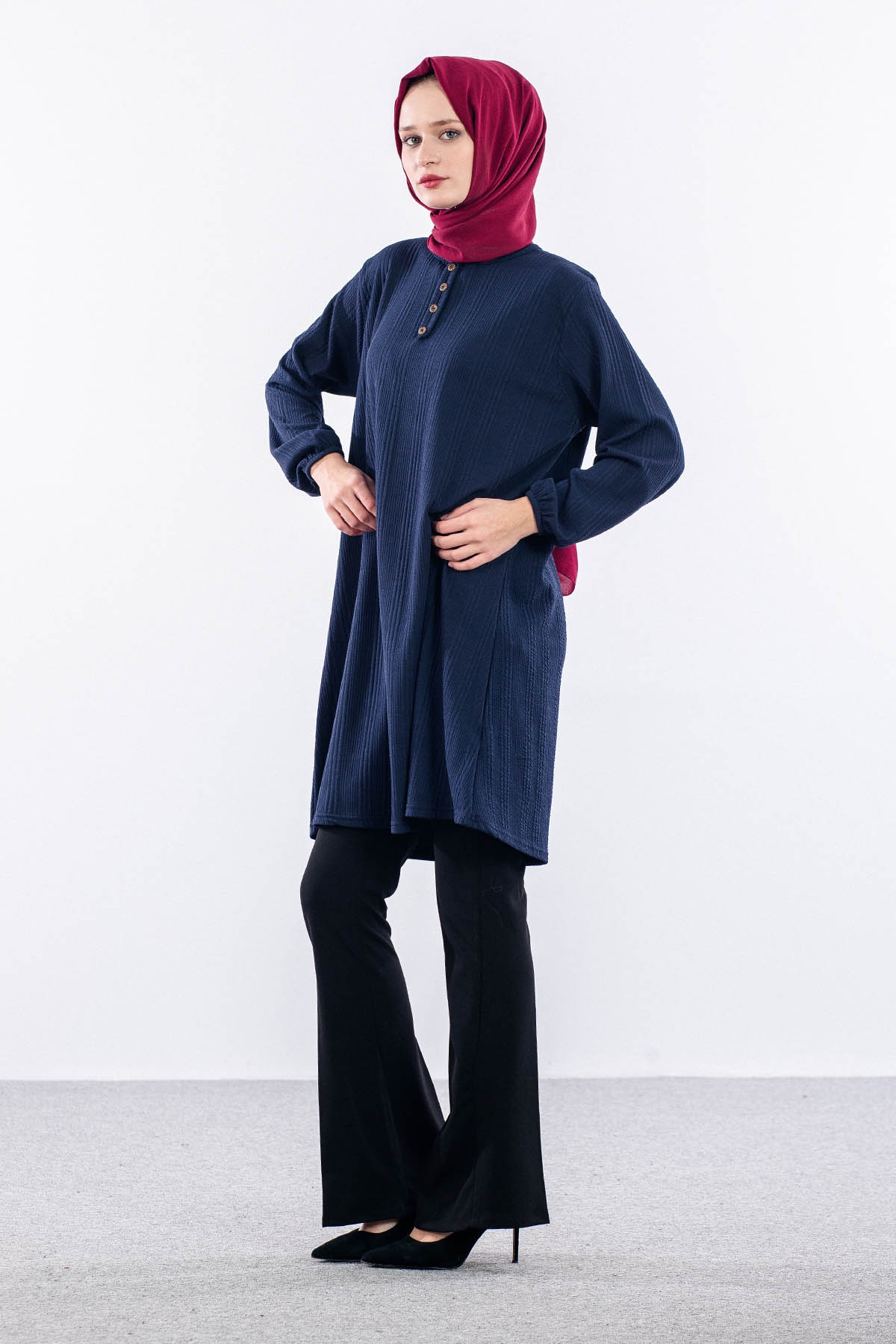 Merve Düğmeli̇ Bb Tunik 46-48-50 - Lacivert - 2