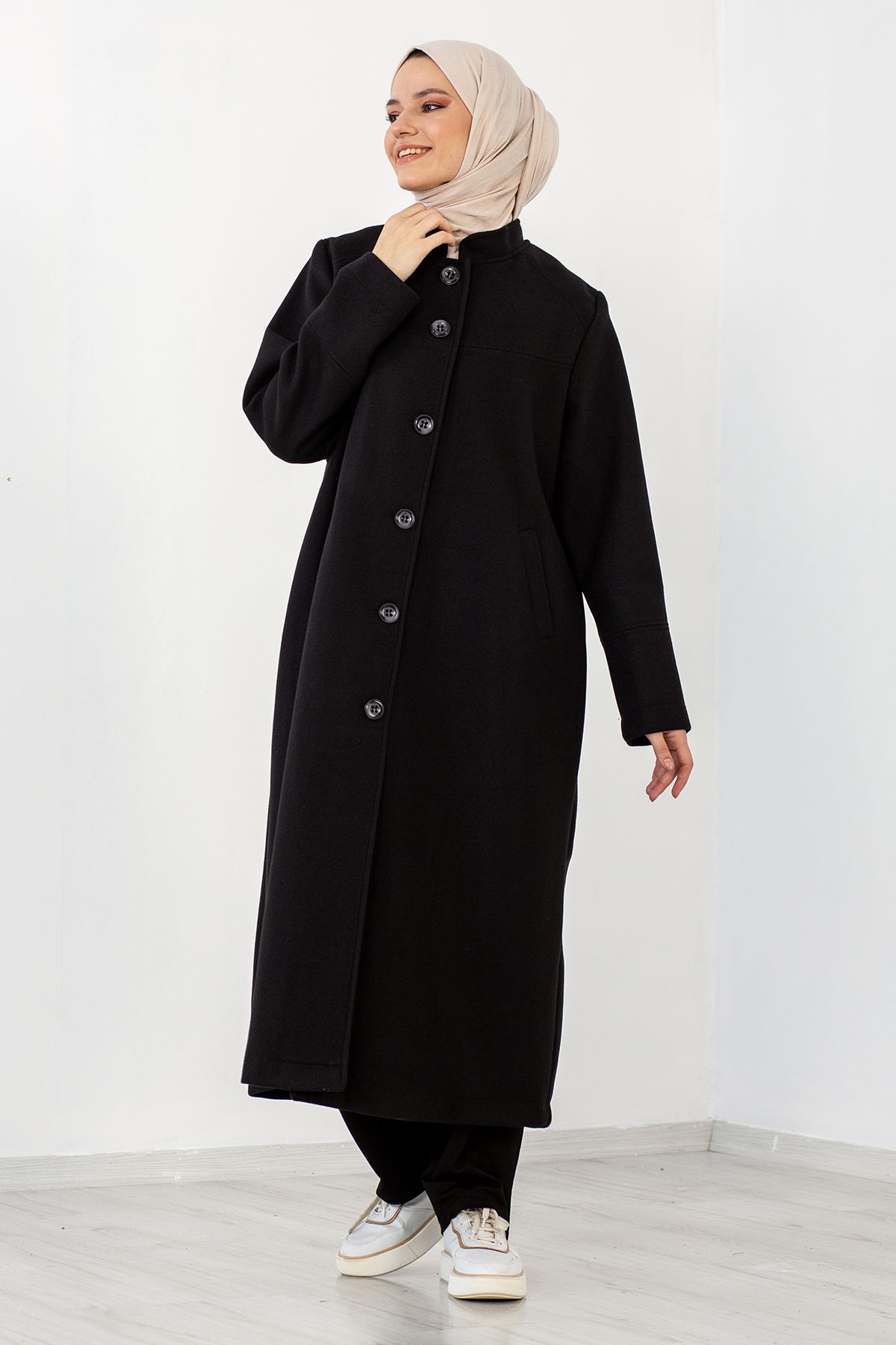 N1909 Kaşe Kaban 50-56 - Siyah - 1