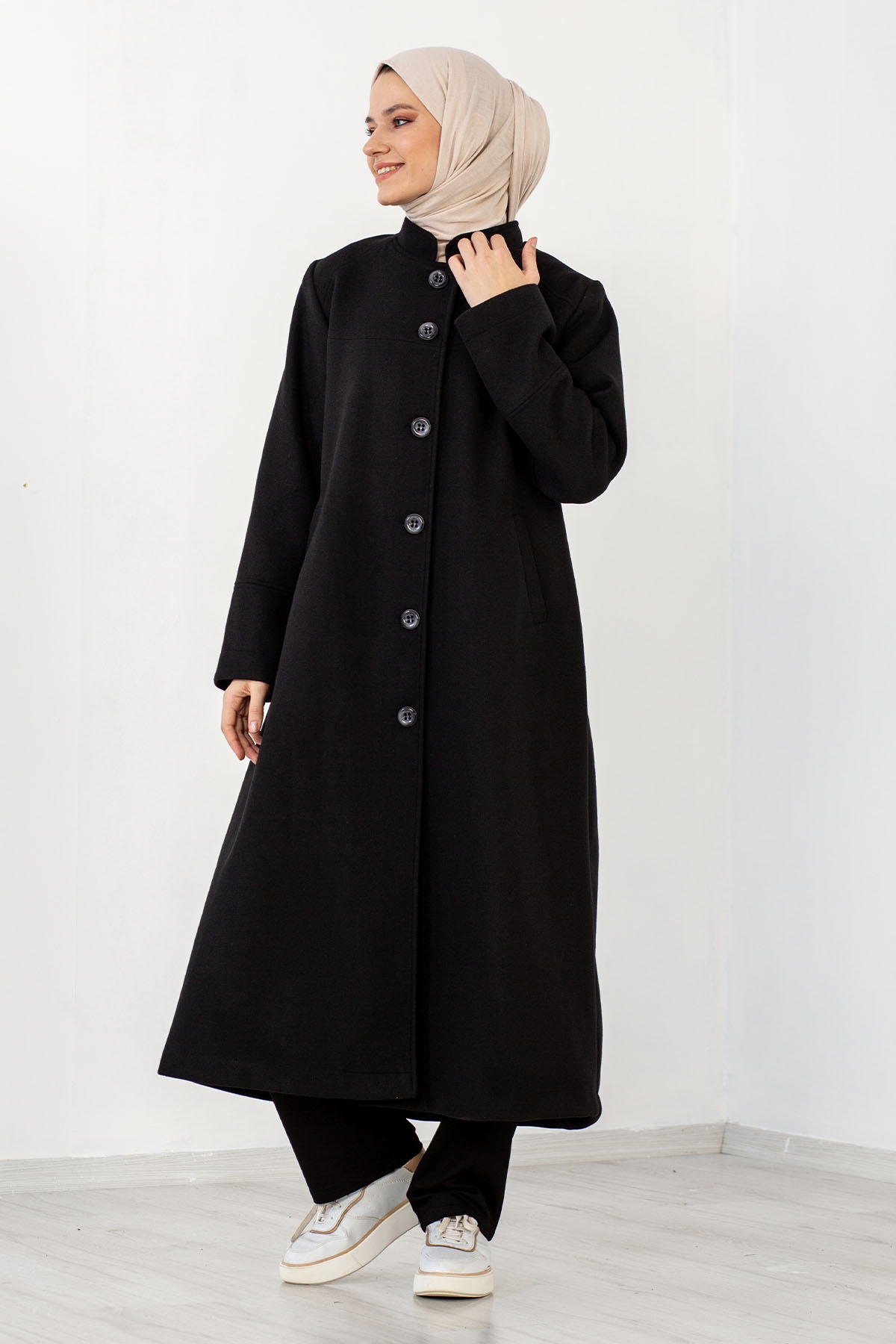 N1909 Kaşe Kaban 50-56 - Siyah - 2