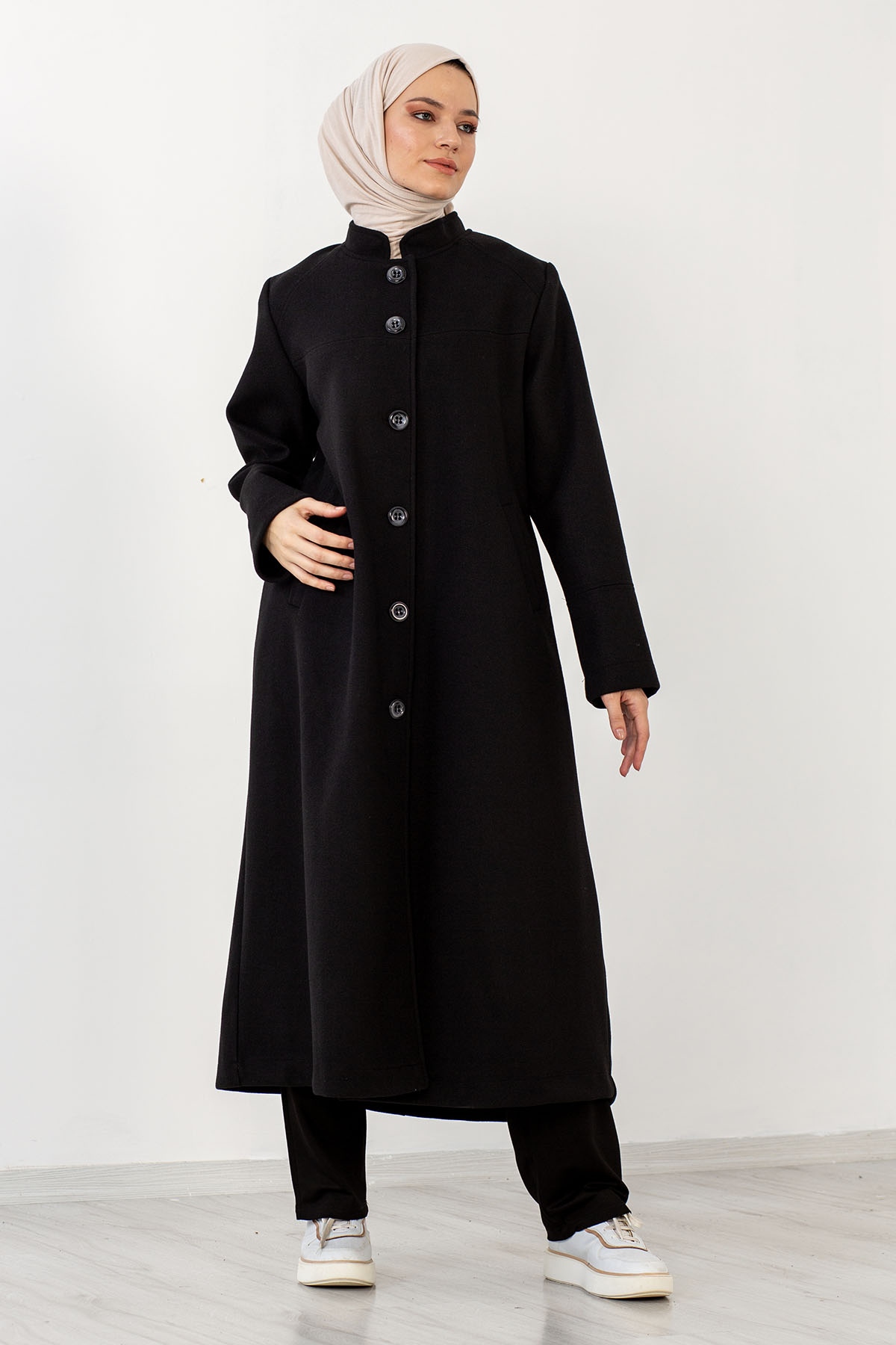 N1909 Kaşe Kaban 50-56 - Siyah - 3